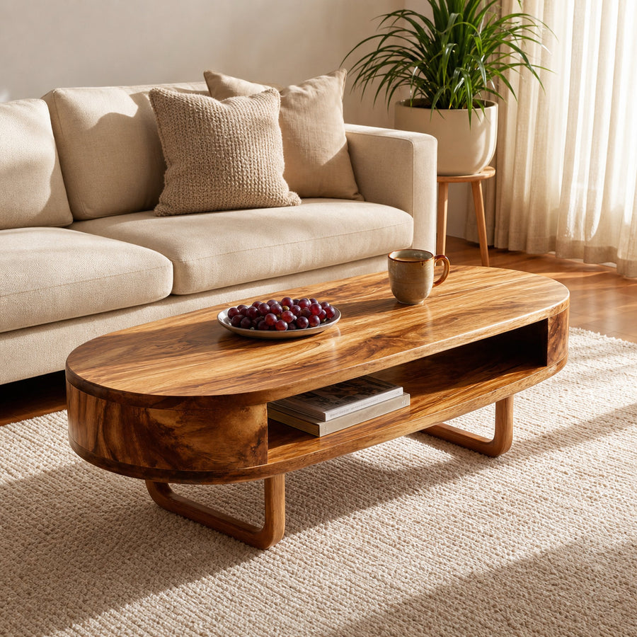 Mid Century Wooden Live Edge Coffee Table For Living Room Furniture Decor