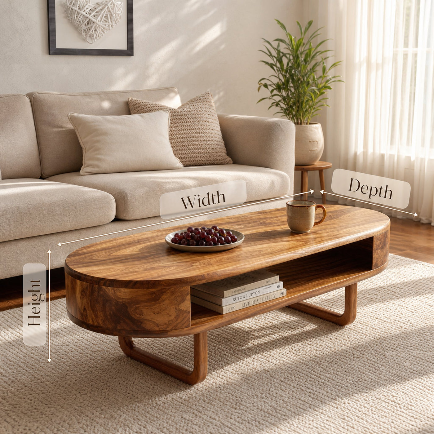 Mid Century Wooden Live Edge Coffee Table For Living Room Furniture Decor - product view 6