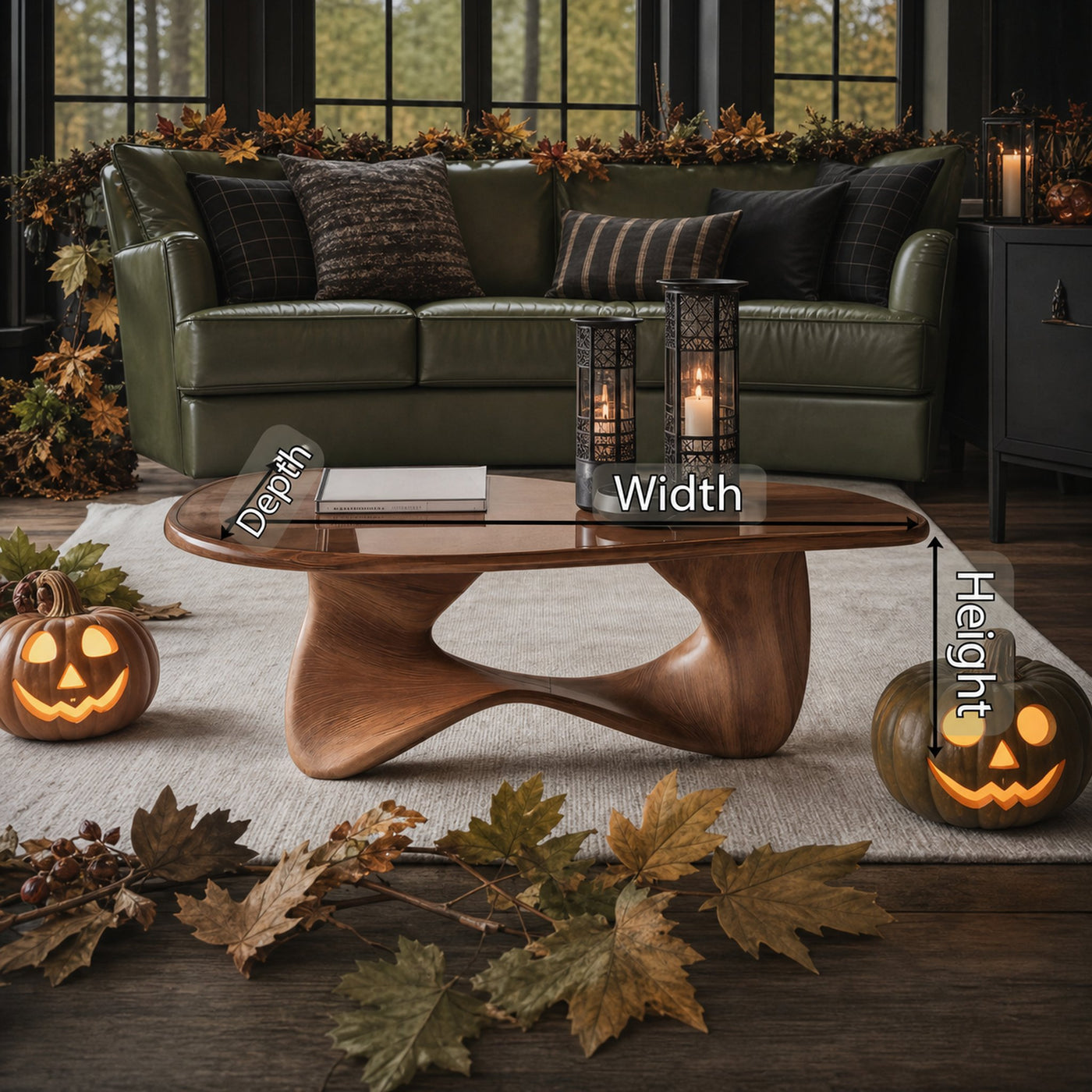 Mid Century Wooden Live Edge Coffee Table For Living Room Halloween Decor - product view 6