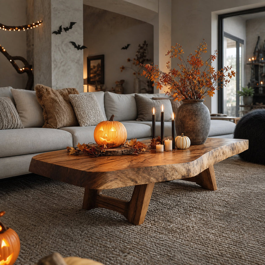 Mid Century Wooden Live Edge Coffee Table For Living Room Haunted Decor