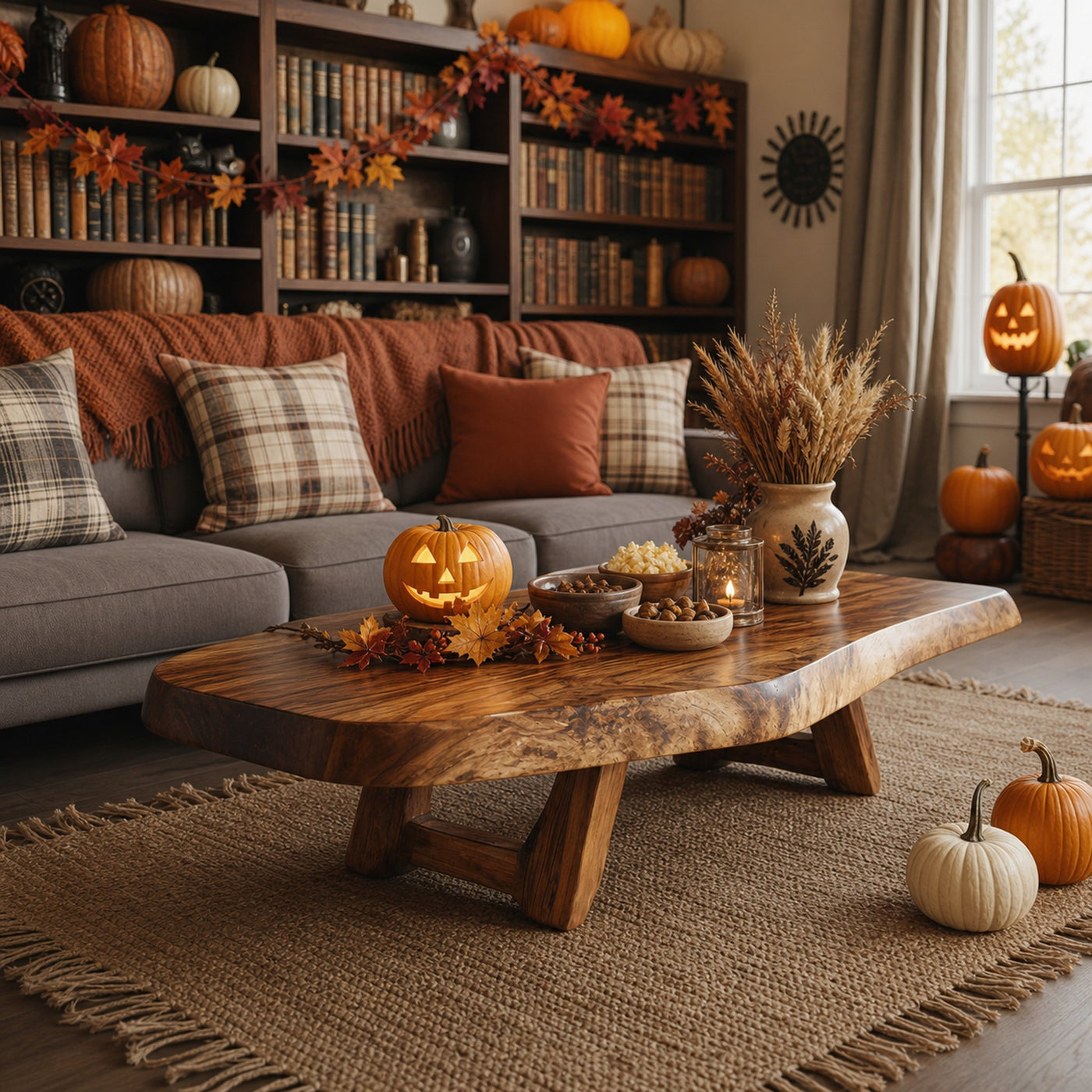 Mid Century Wooden Live Edge Coffee Table For Living Room Haunted Decor - product view 6