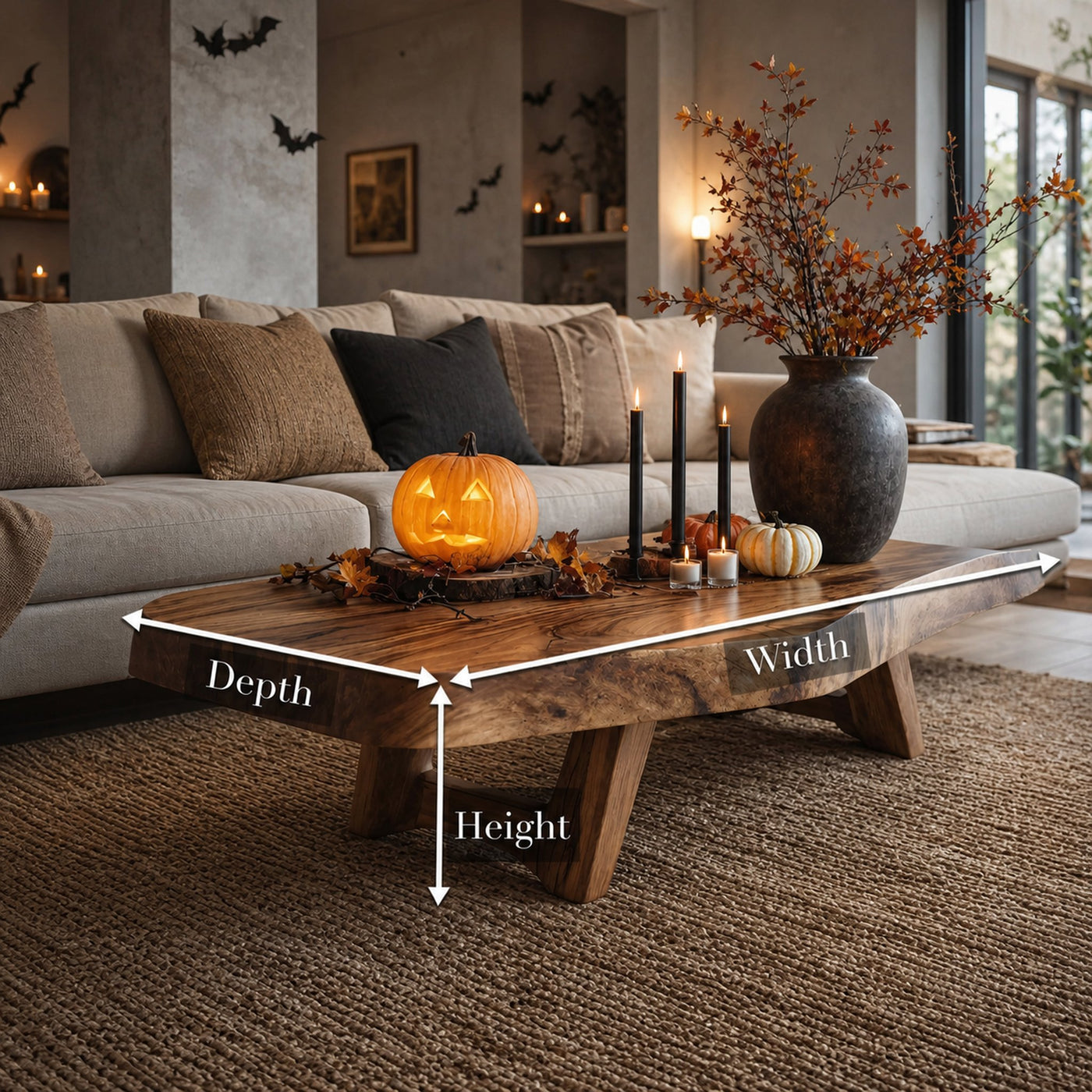 Mid Century Wooden Live Edge Coffee Table For Living Room Haunted Decor - product view 8