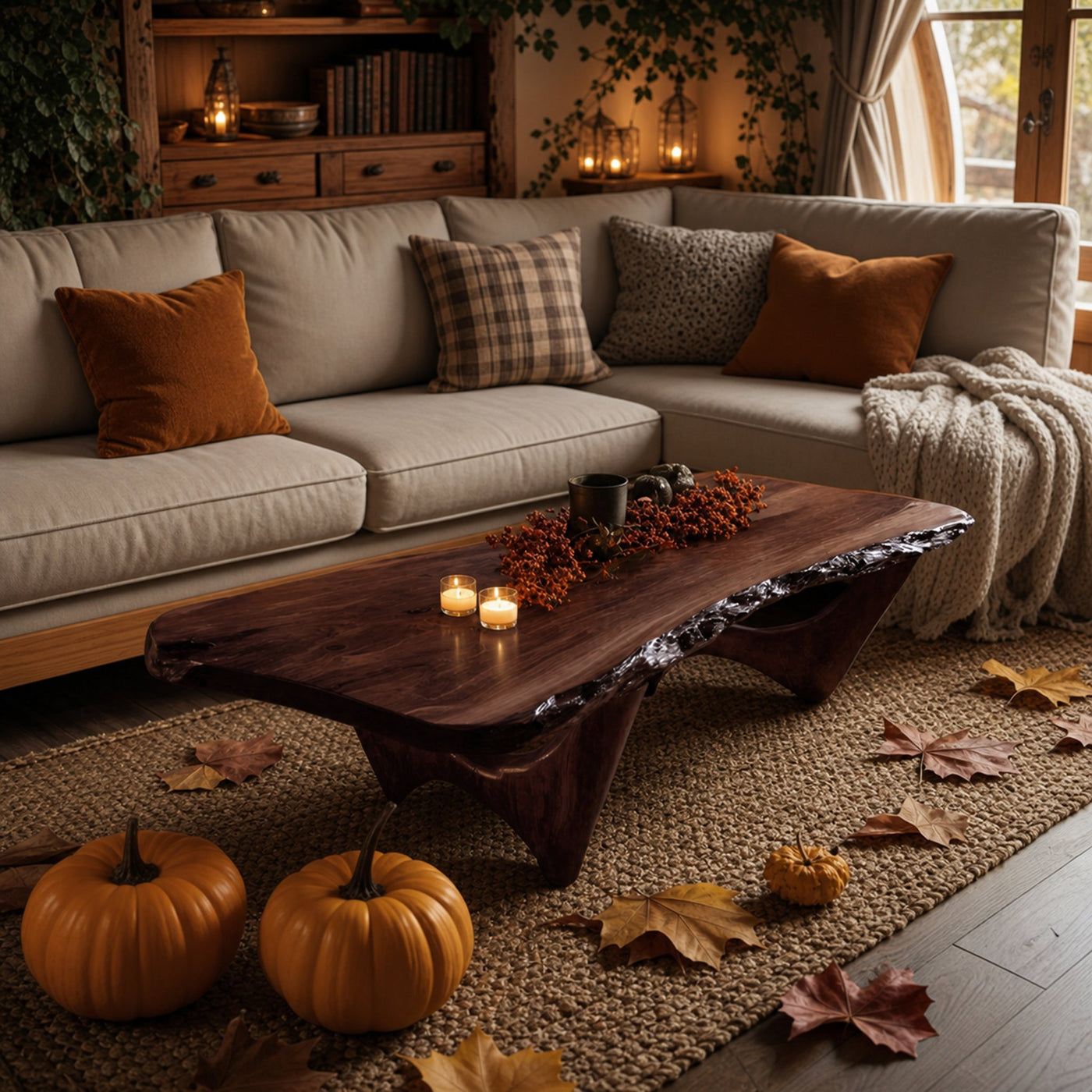 Mid Century Wooden Live Edge Coffee Table Furniture Decor Ghostly Charm - product view 6