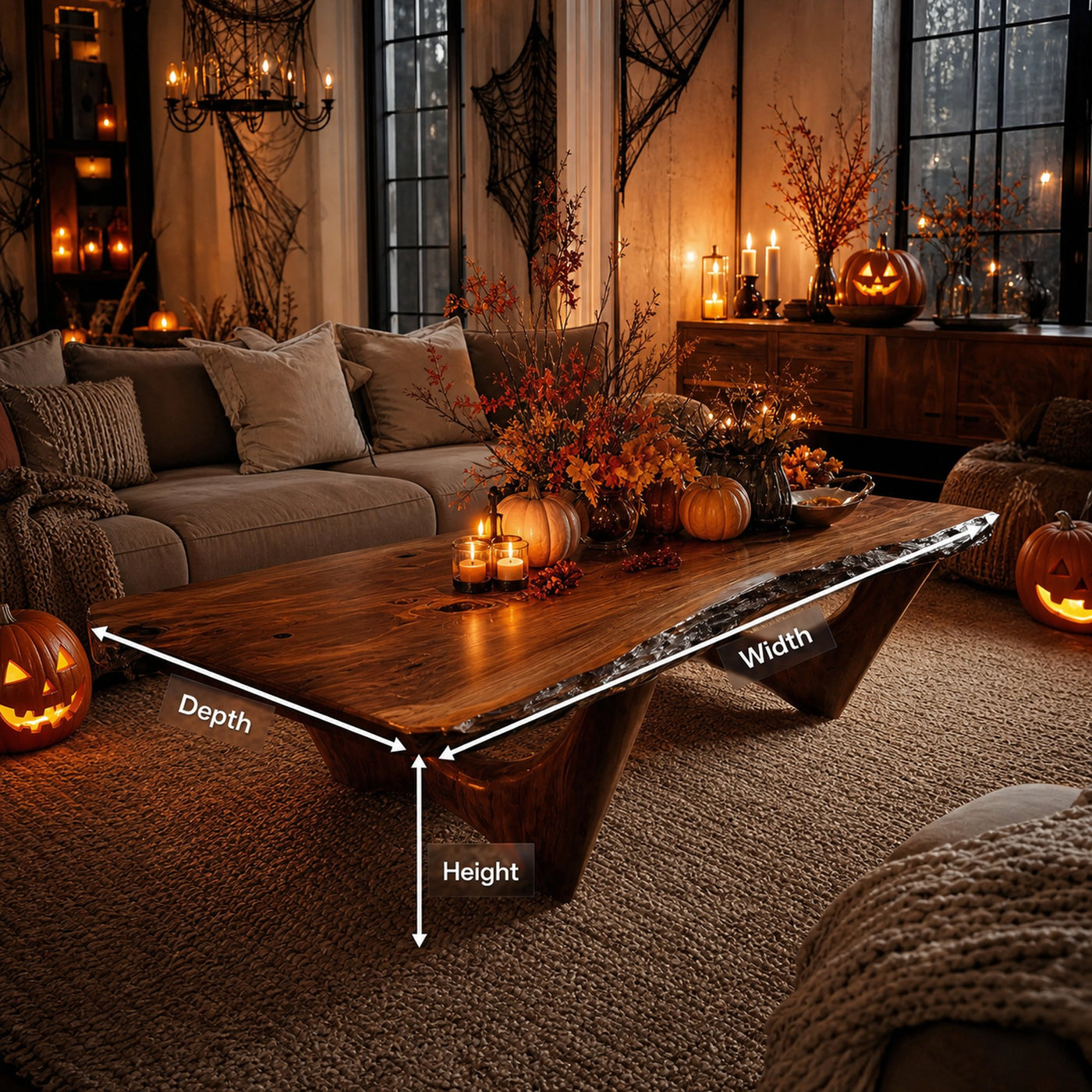 Mid Century Wooden Live Edge Coffee Table Furniture Decor Ghostly Charm - product view 7