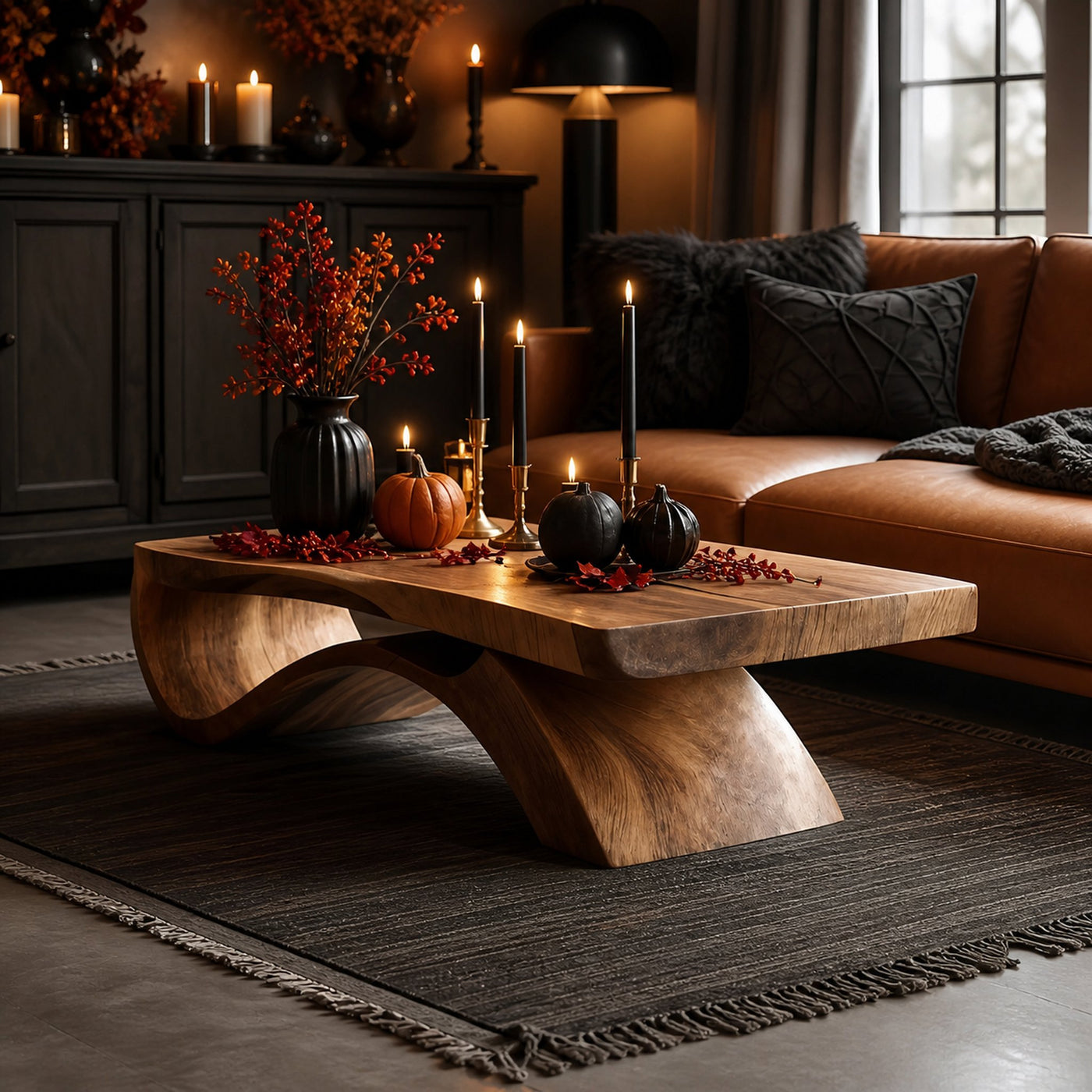 Mid Century Wooden Live Edge Coffee Table Livingroom Decor Autumn Vibes