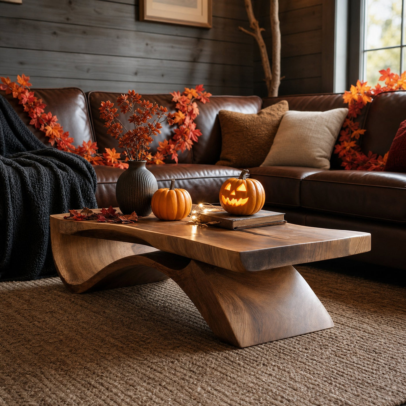Mid Century Wooden Live Edge Coffee Table Livingroom Decor Autumn Vibes - product view 6