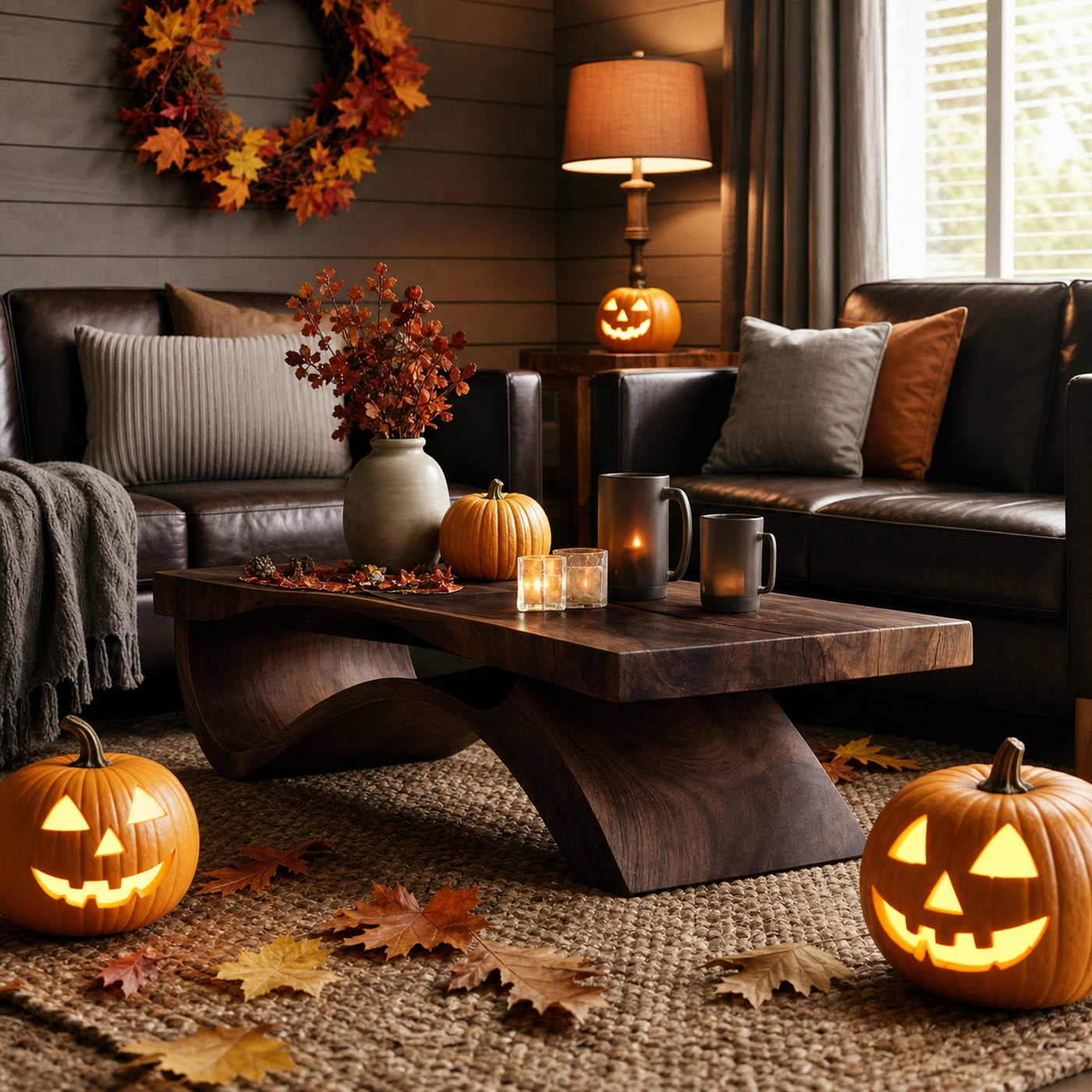 Mid Century Wooden Live Edge Coffee Table Livingroom Decor Autumn Vibes - product view 7