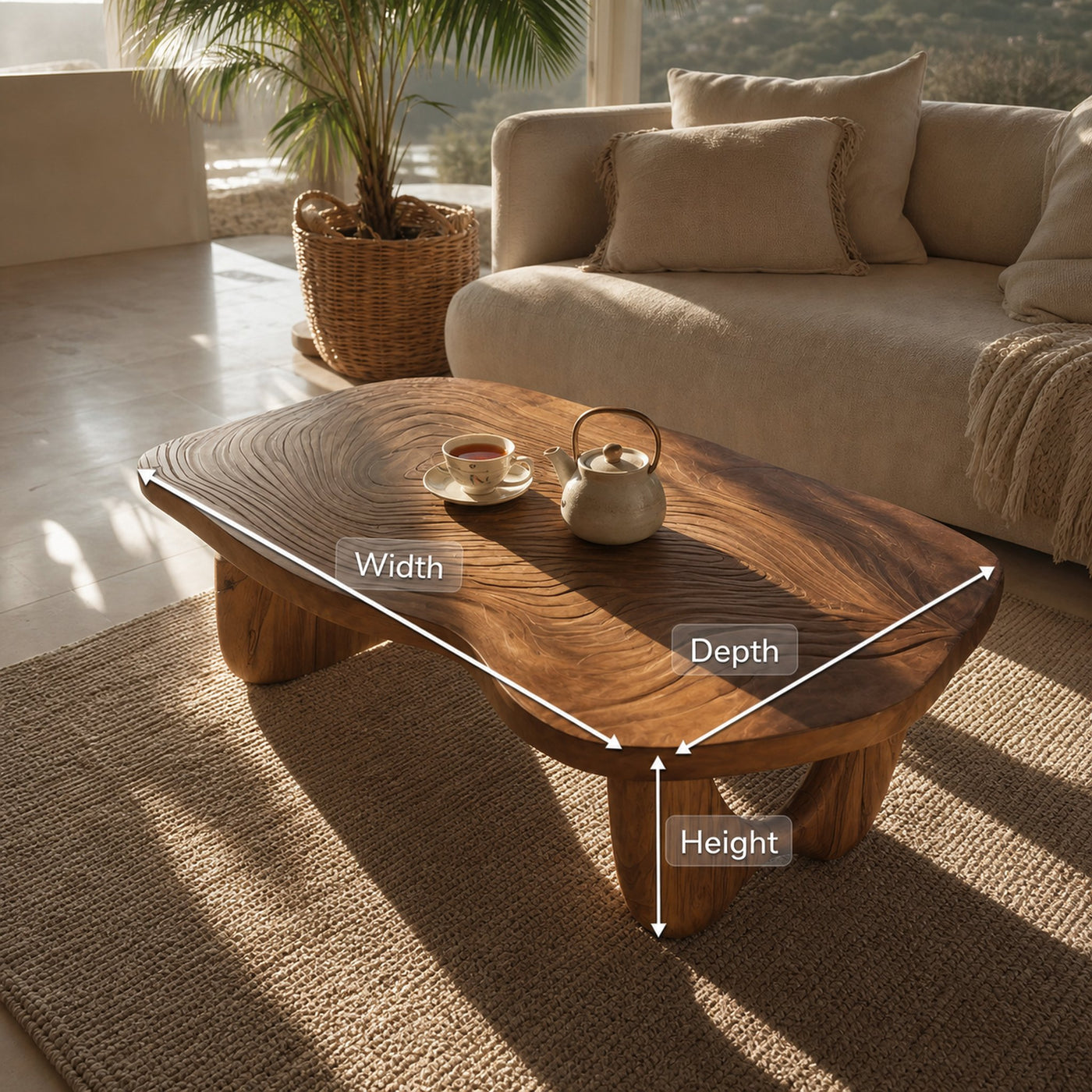 Mid Century Wooden Live Edge Table For Furniture Decor - product view 8