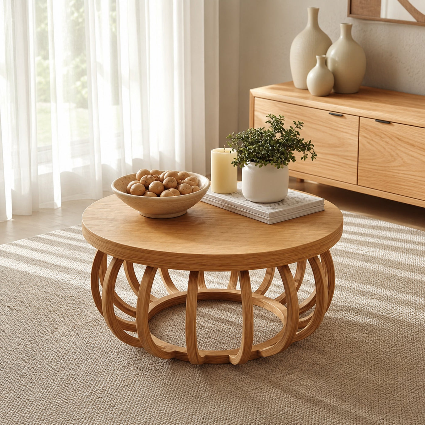 Midcentury Modern Coffee Table Round Living Room