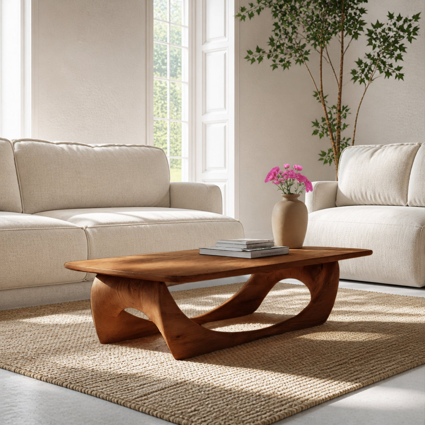 Minimal Coffee Table Smooth Curved Base For Living Room - product view 6