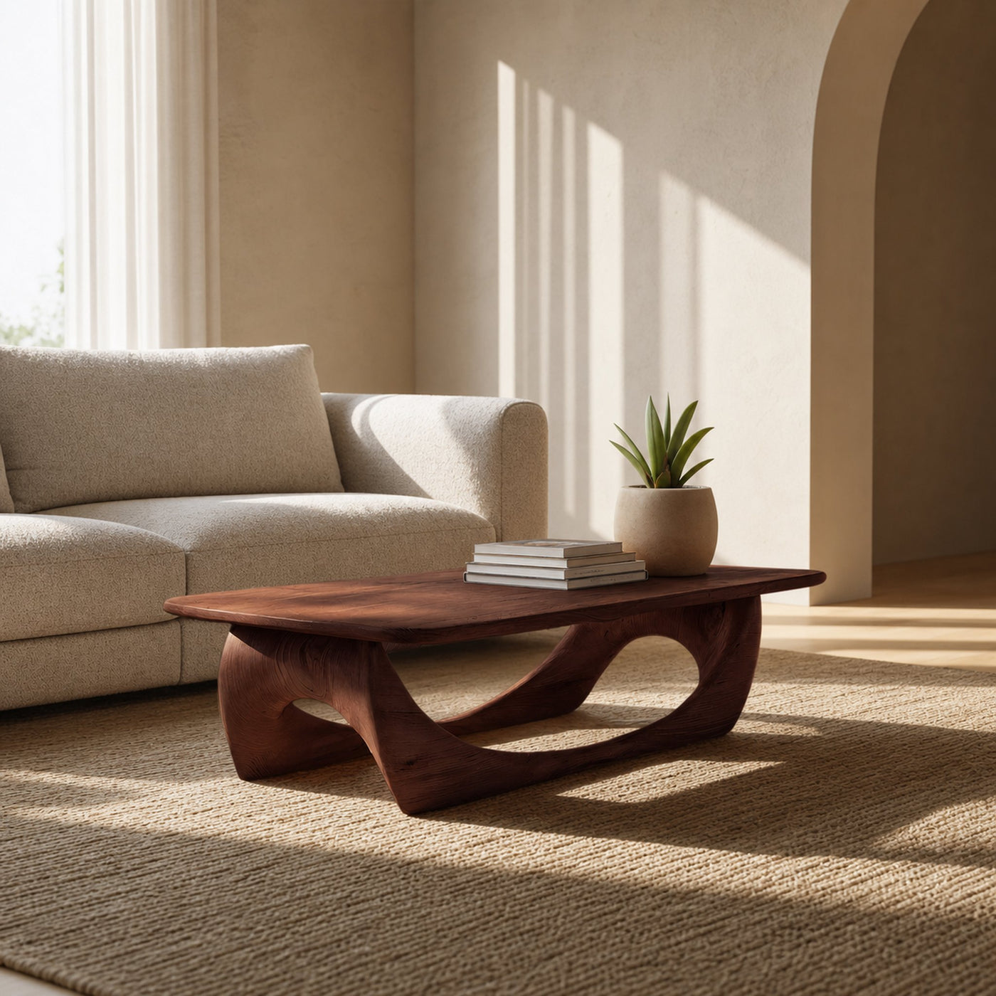 Minimal Coffee Table Smooth Curved Base For Living Room - product view 7