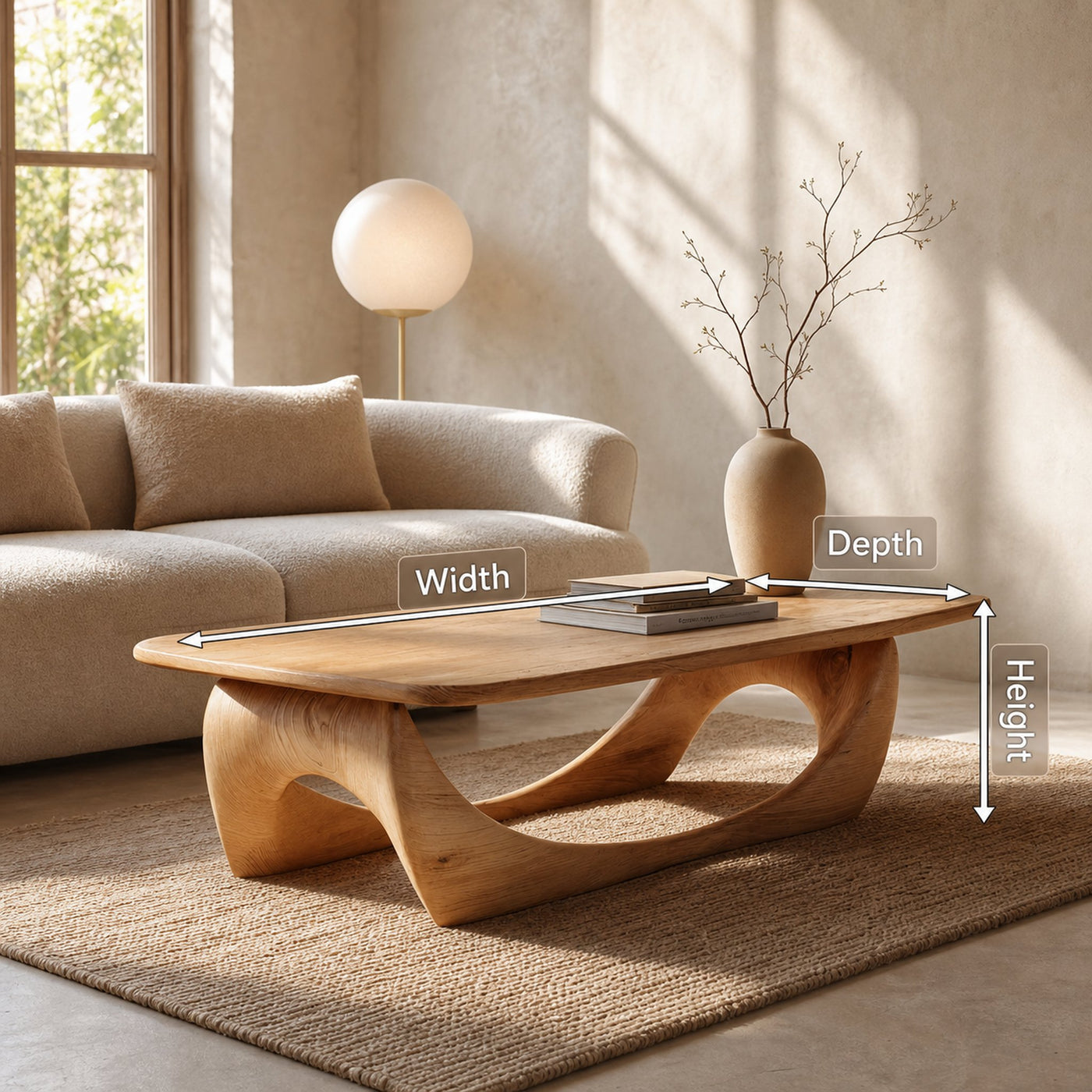 Minimal Coffee Table Smooth Curved Base For Living Room - product view 8