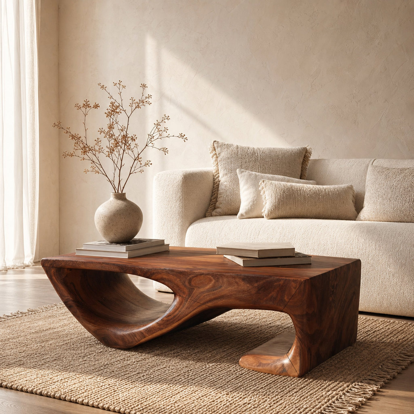 Minimal Curved Coffee Table For Living Room