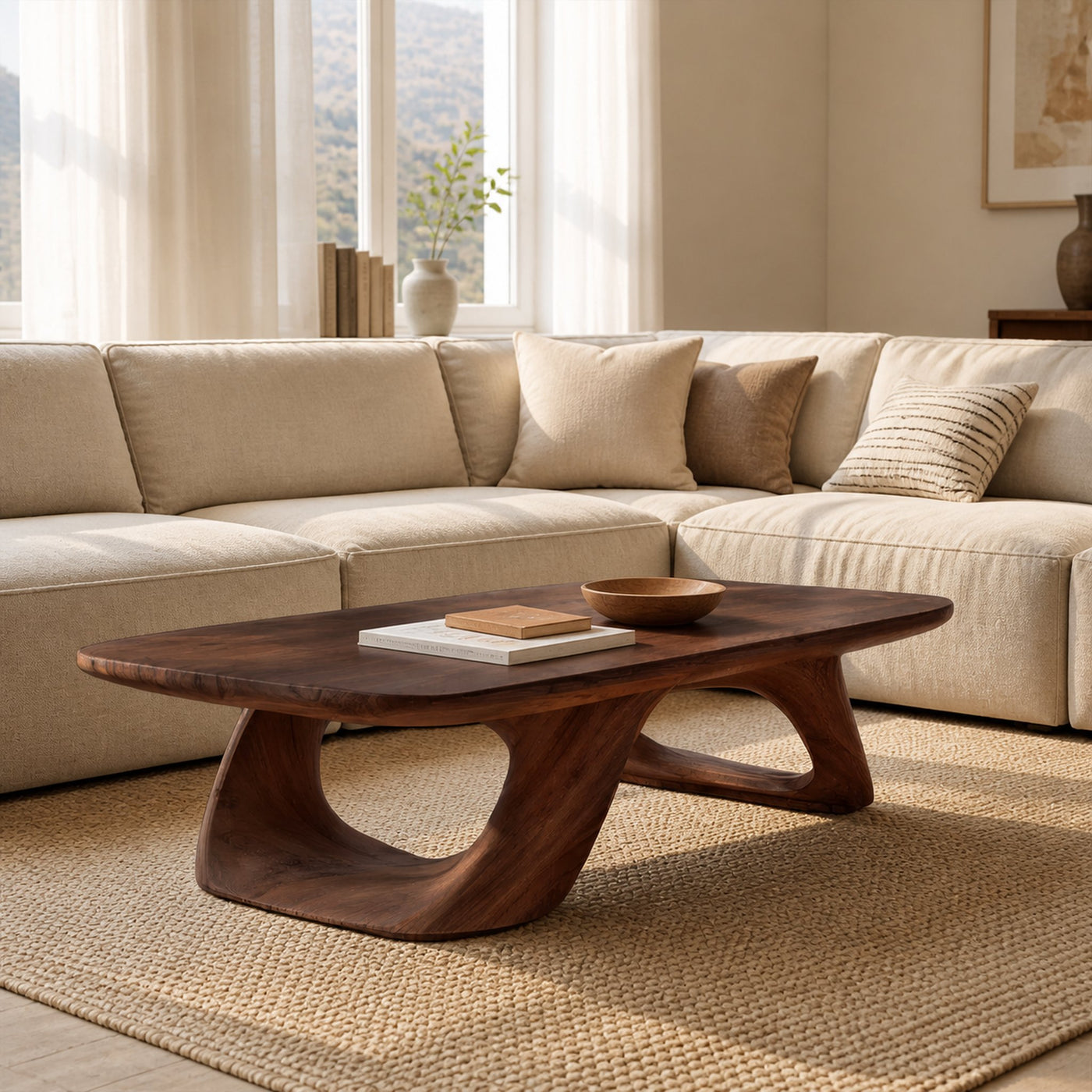 Minimal Curved Coffee Table For Living Room Decor - product view 6