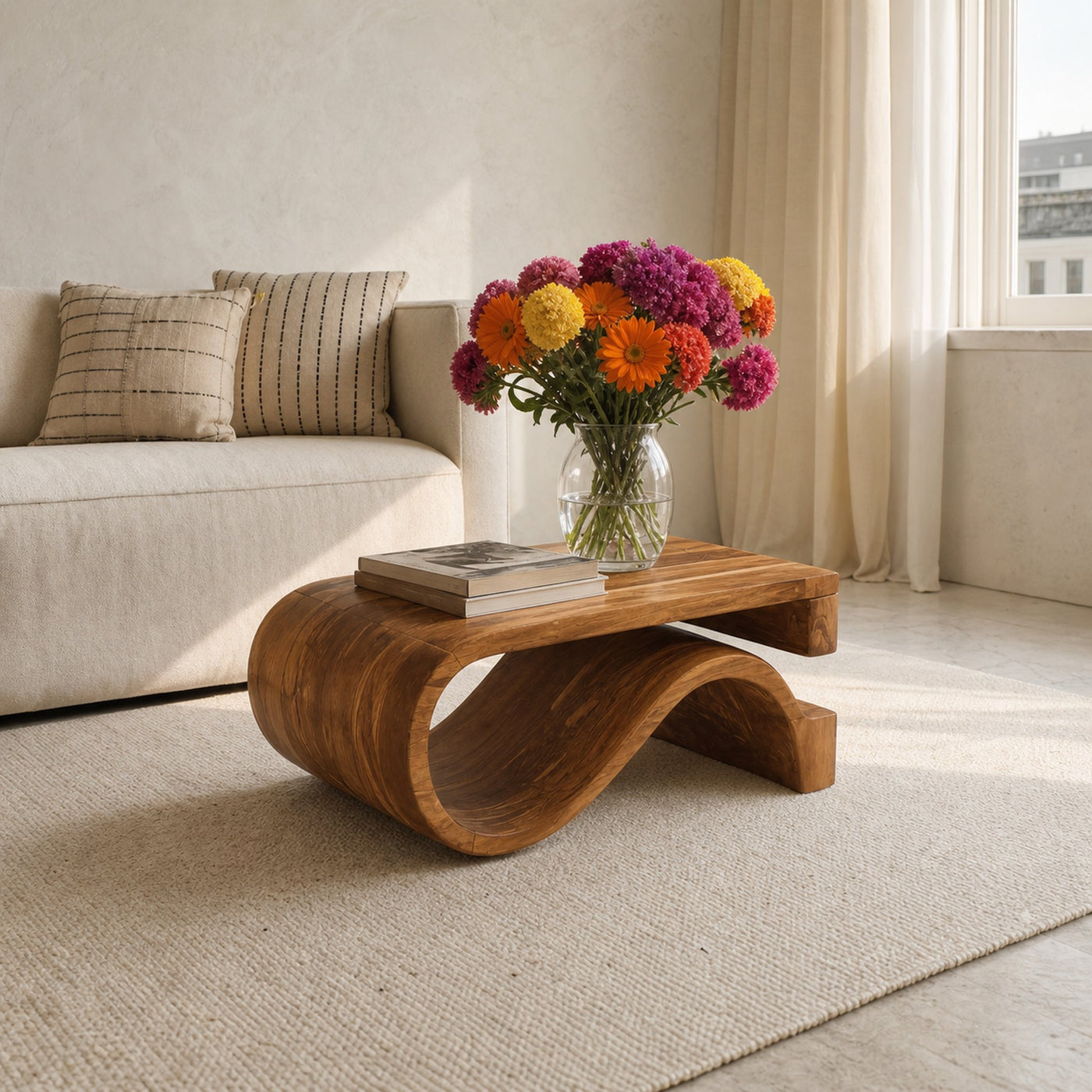 Minimalist Coffee Table Curved Style For Living Room