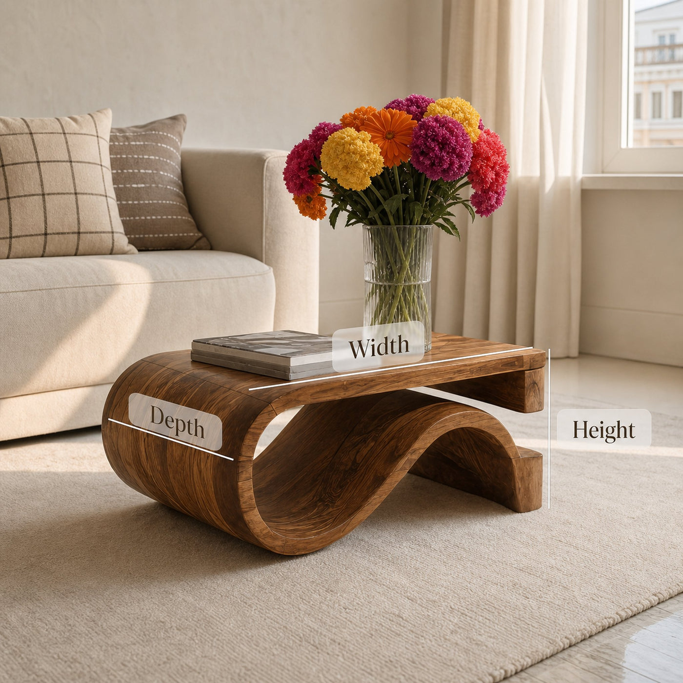 Minimalist Coffee Table Curved Style For Living Room - product view 6