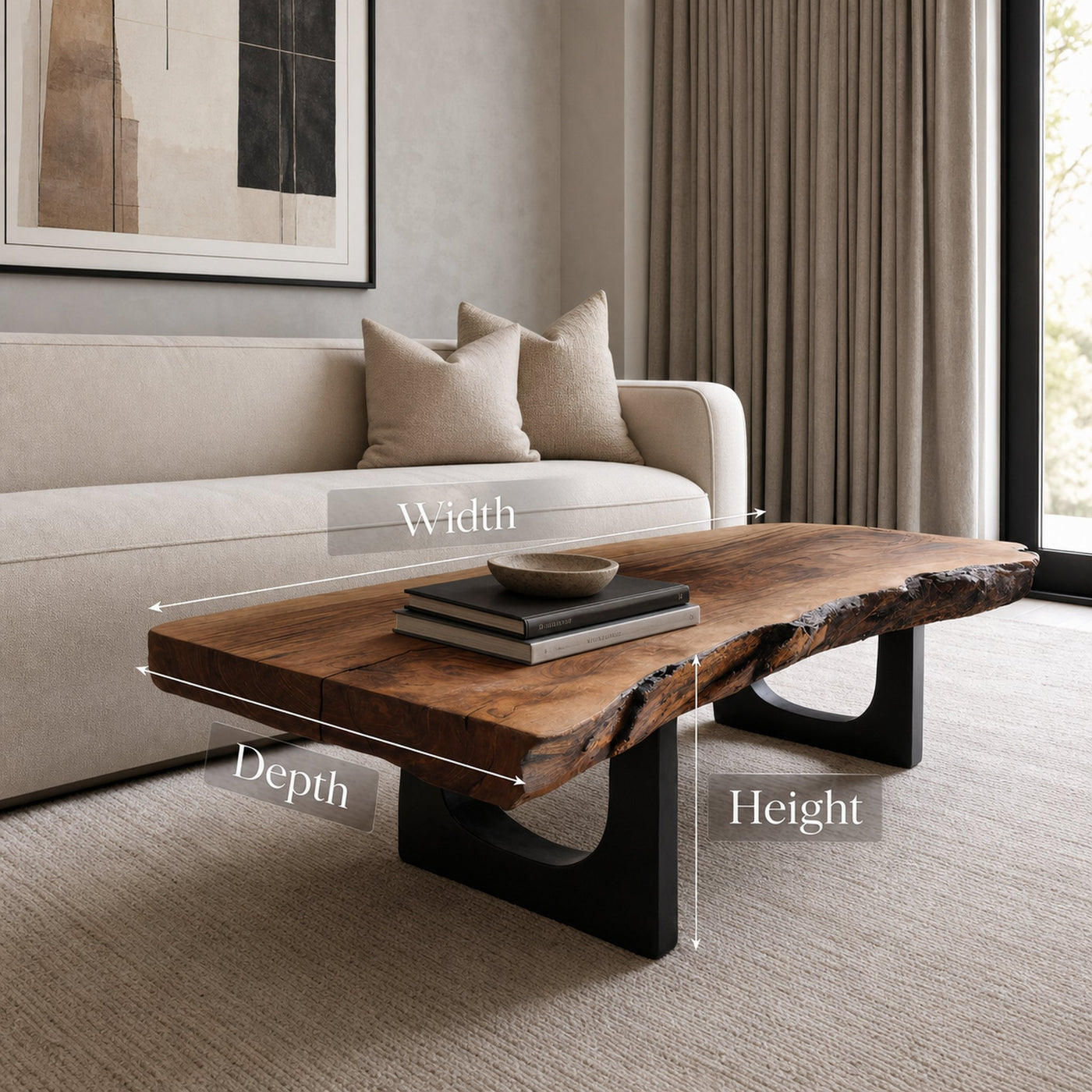 Minimalist Coffee Table Low Live Edge For Living Room - product view 6