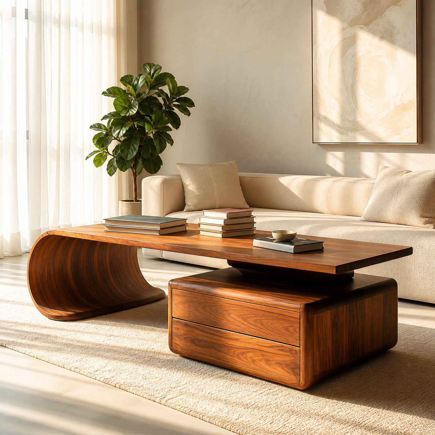 Minimalist Coffee Table With Drawer For Living Decor - product view 6