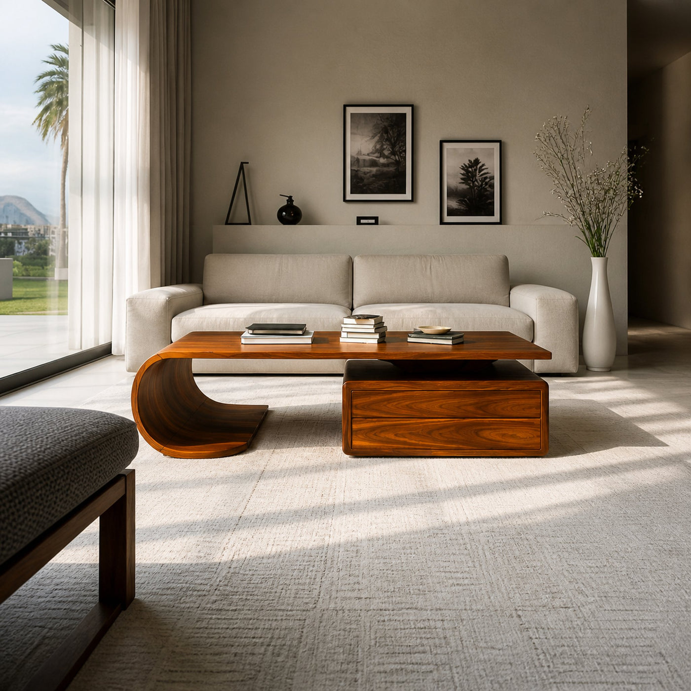 Minimalist Coffee Table With Drawer For Living Decor - product view 7