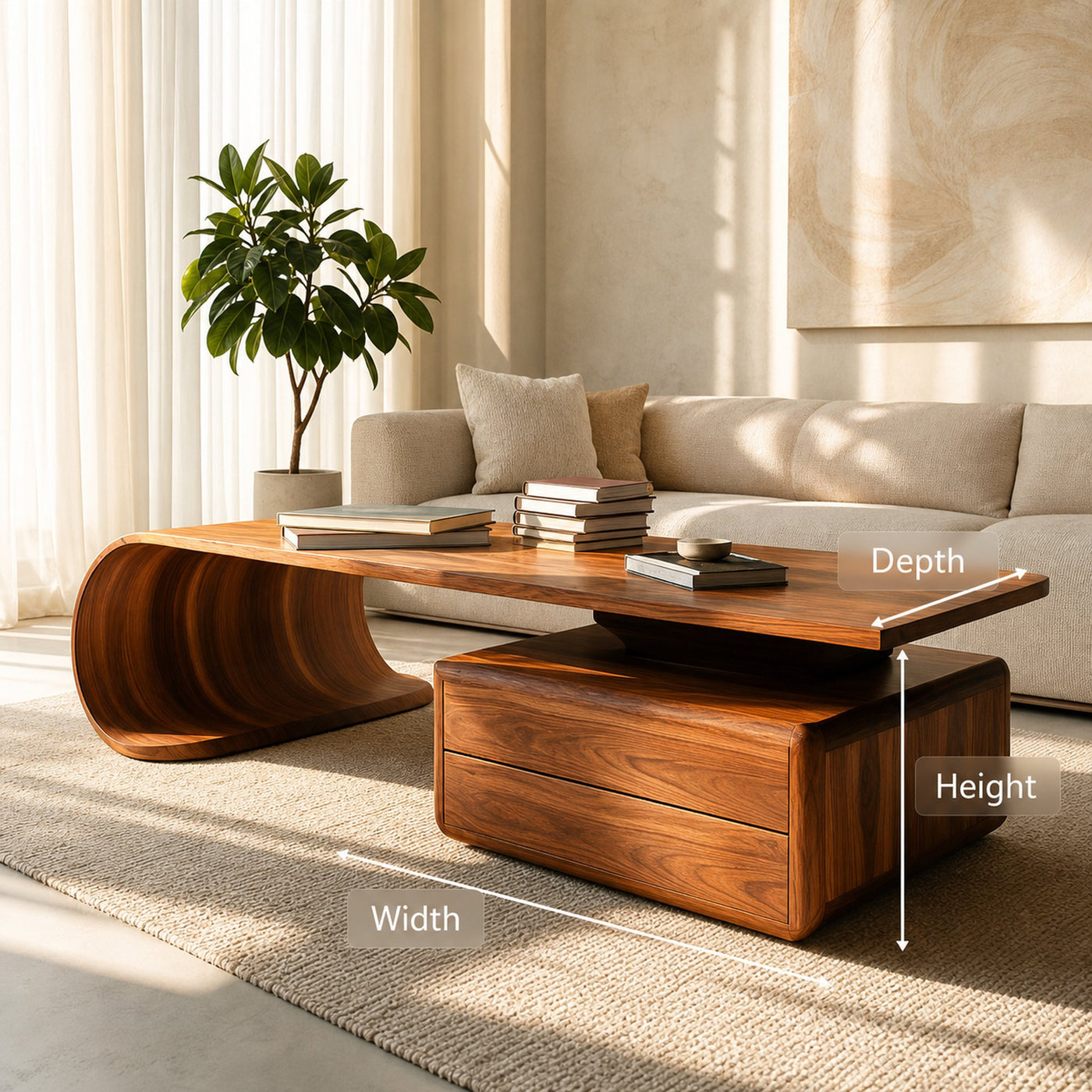 Minimalist Coffee Table With Drawer For Living Decor - product view 8