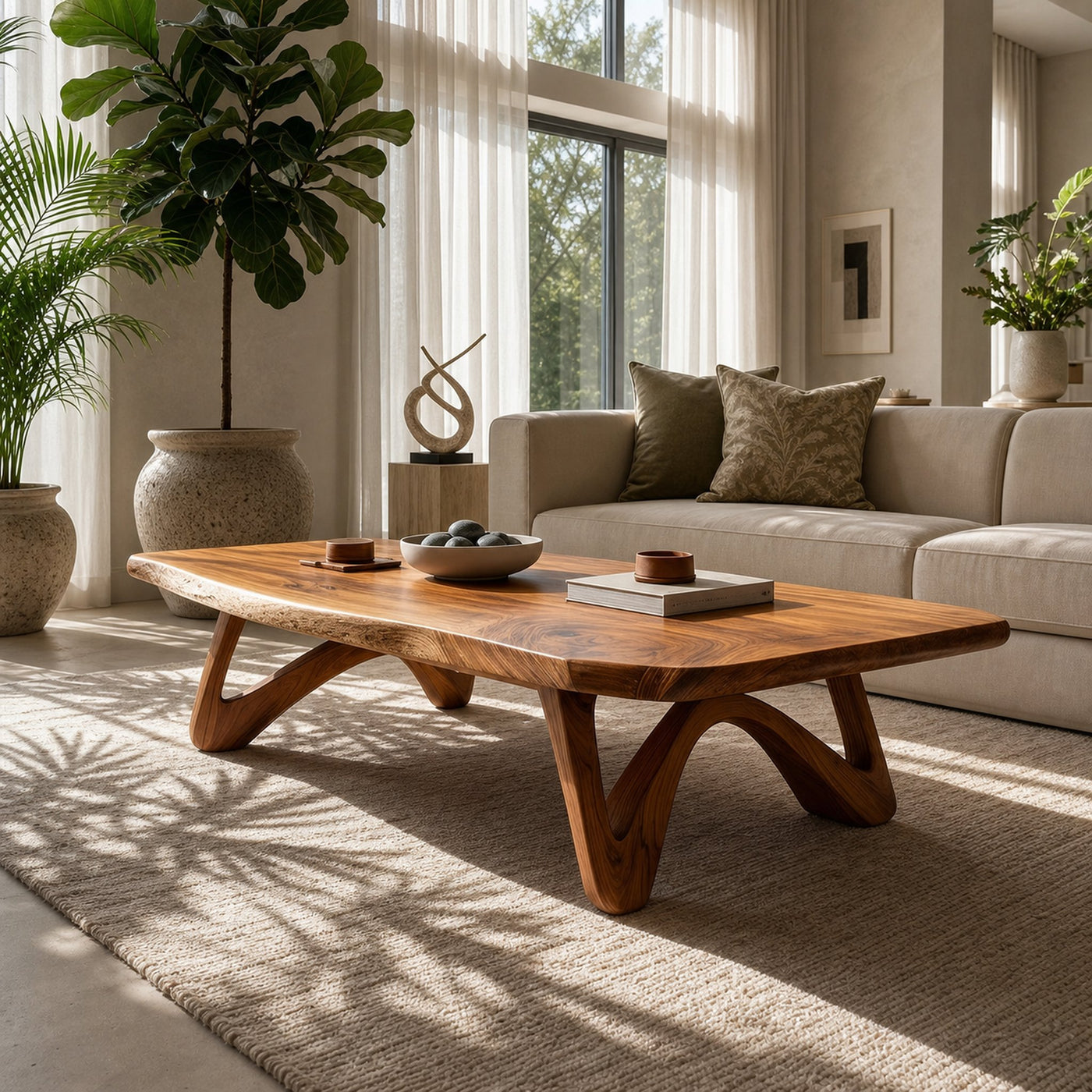 Minimalist Curved Coffee Table For Modern Home