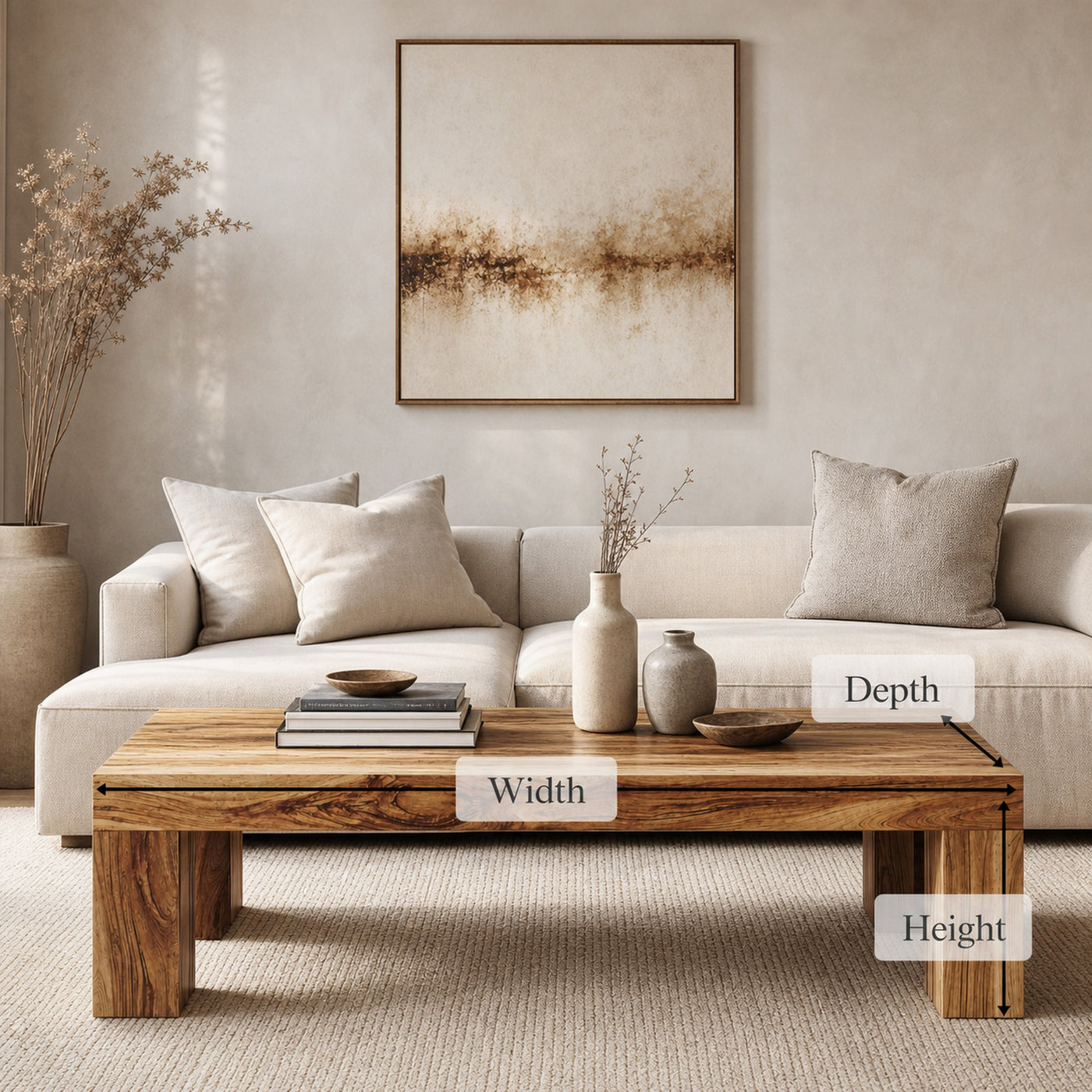 Minimalist Wood Coffee Table Family Room Clean Modern Look - product view 6