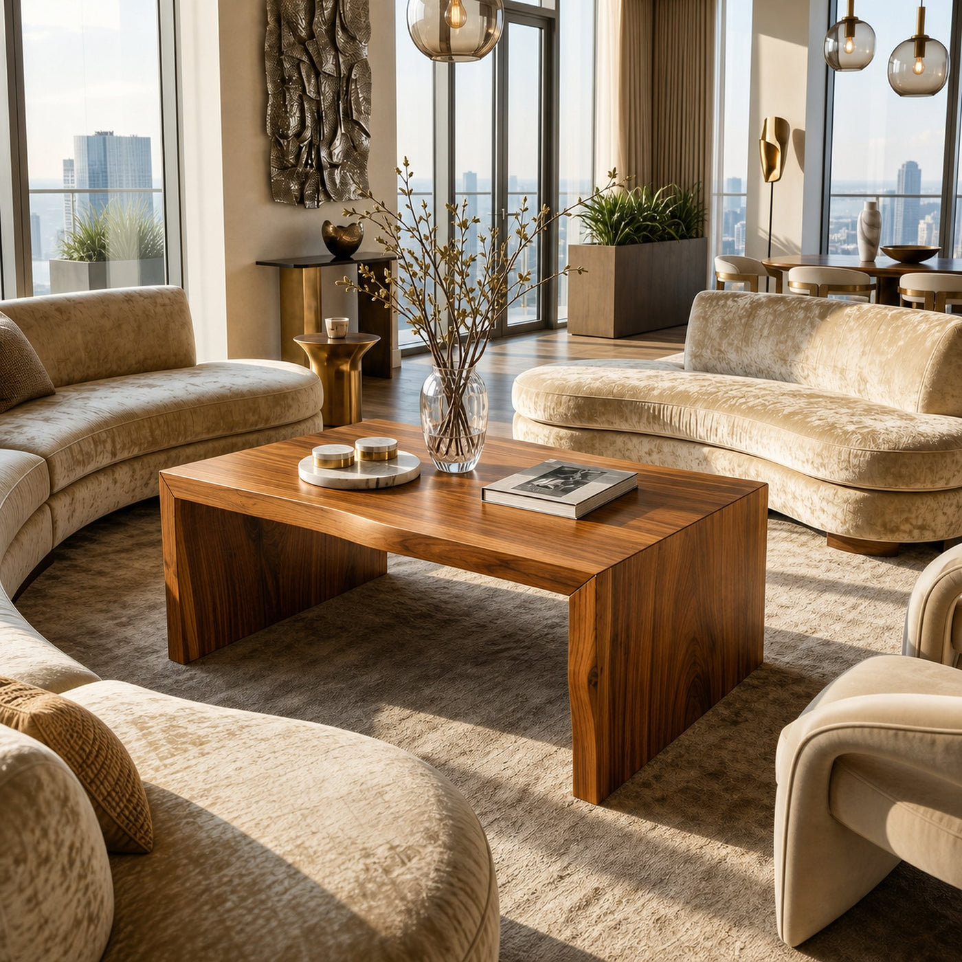 Minimalist Wood Coffee Table For High Ceiling Room - product view 6