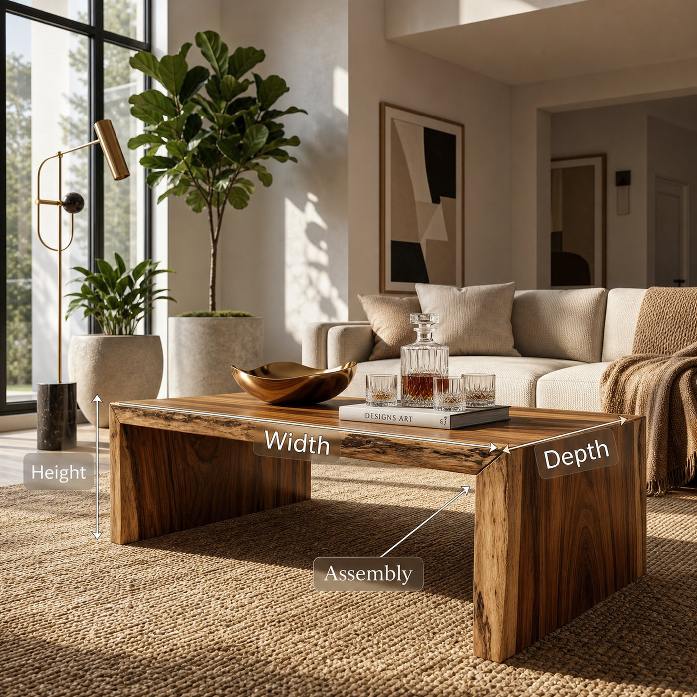 Minimalist Wood Coffee Table For High Ceiling Room - product view 8