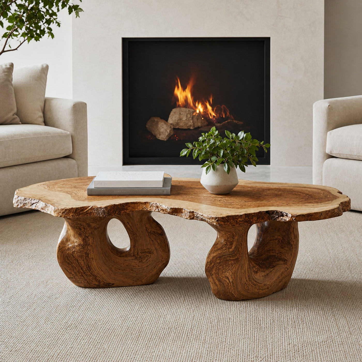 Minimalist Wood Coffee Table For Small Space Living Rooms