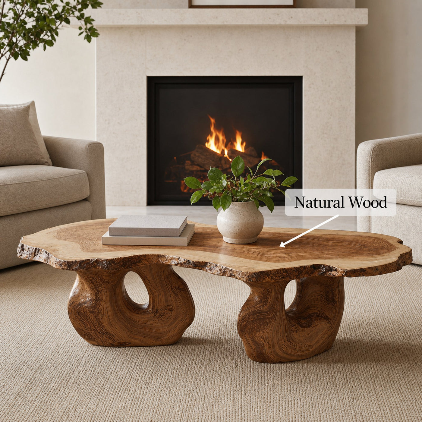 Minimalist Wood Coffee Table For Small Space Living Rooms - product view 6