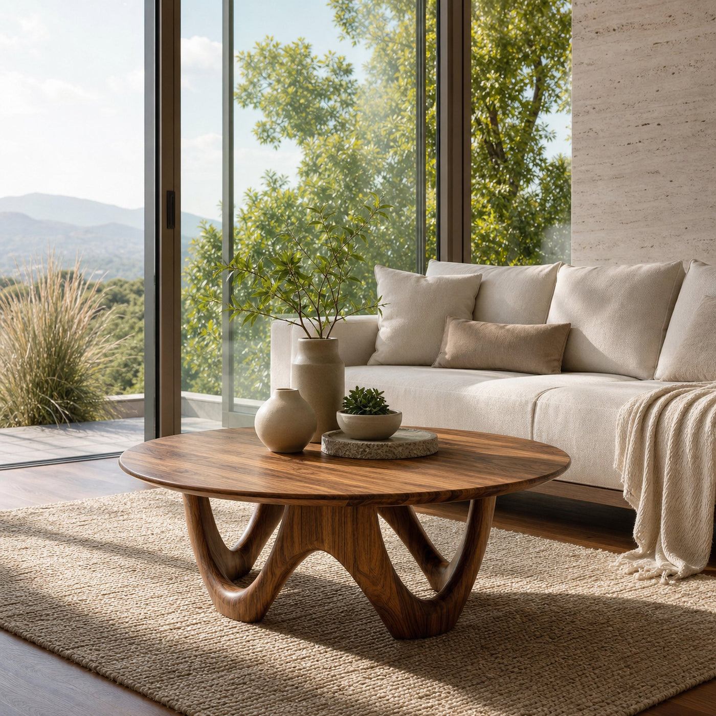 Minimalist Wooden Round Coffee Table For Living Room Decor - product view 6