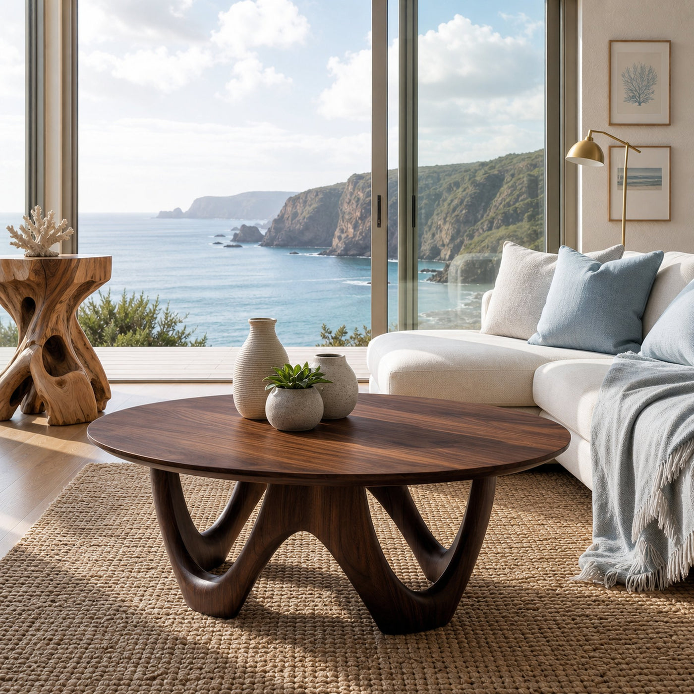 Minimalist Wooden Round Coffee Table For Living Room Decor - product view 7