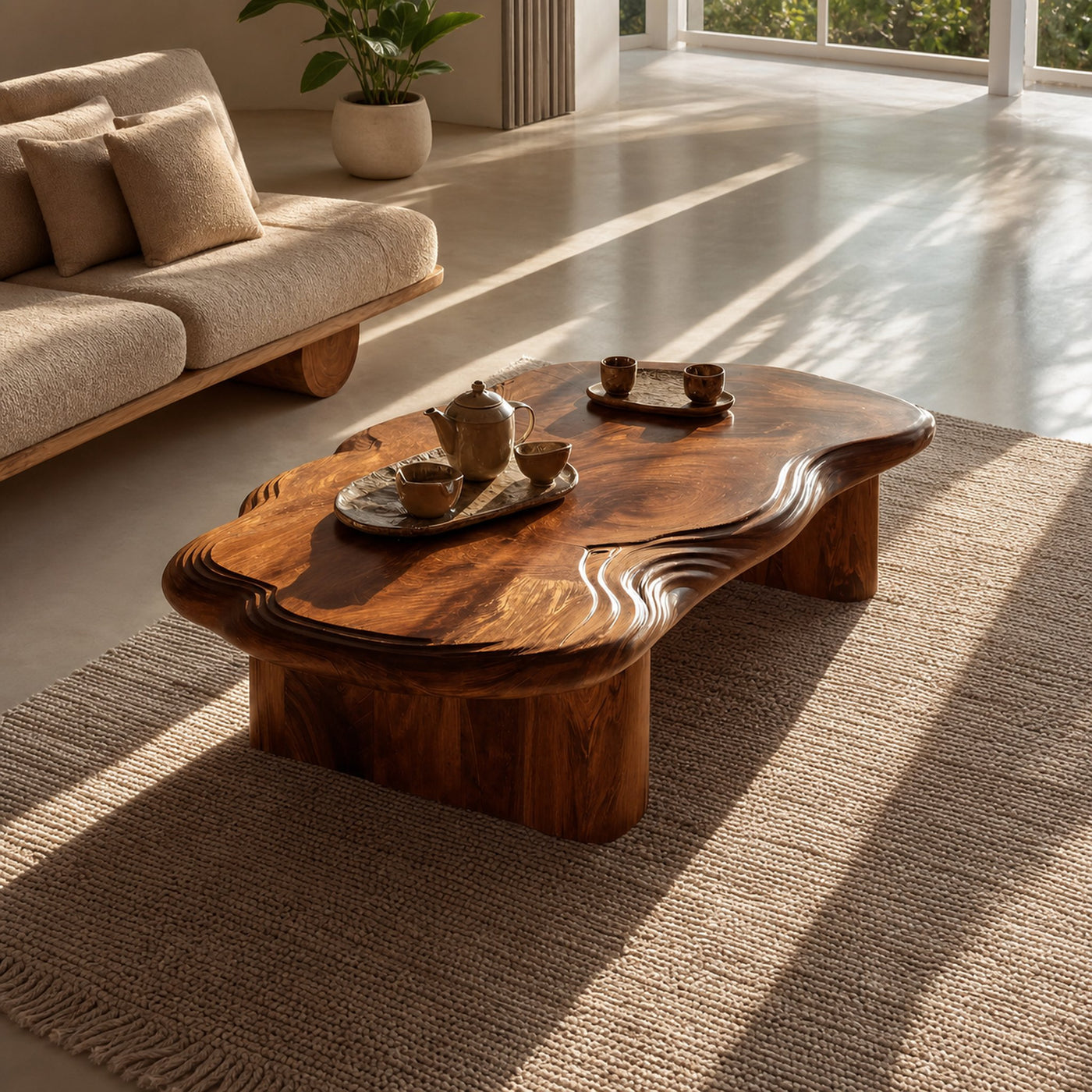 Modern Abstract Solid Wood Coffee Table For Living Room Decor