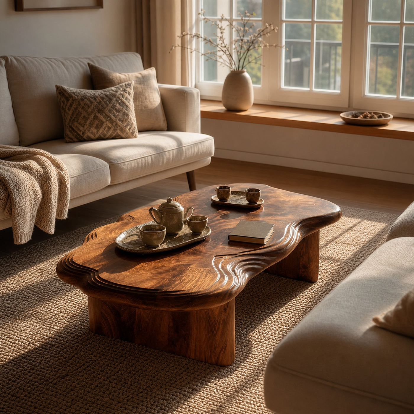 Modern Abstract Solid Wood Coffee Table For Living Room Decor - product view 2