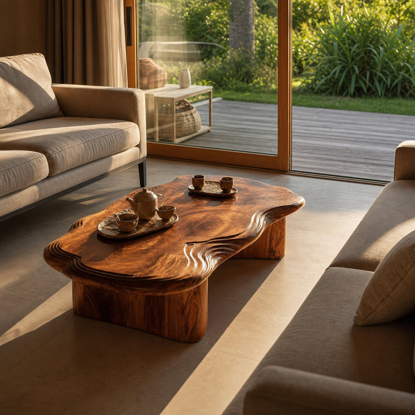 Modern Abstract Solid Wood Coffee Table For Living Room Decor - product view 3