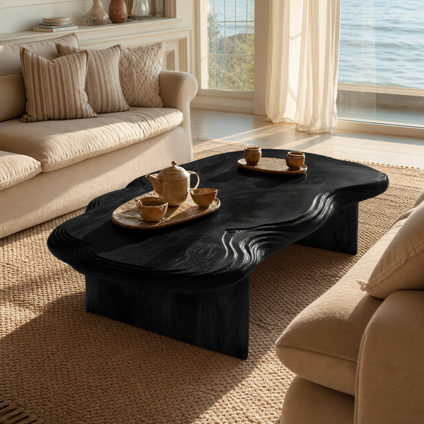 Modern Abstract Solid Wood Coffee Table For Living Room Decor - product view 4