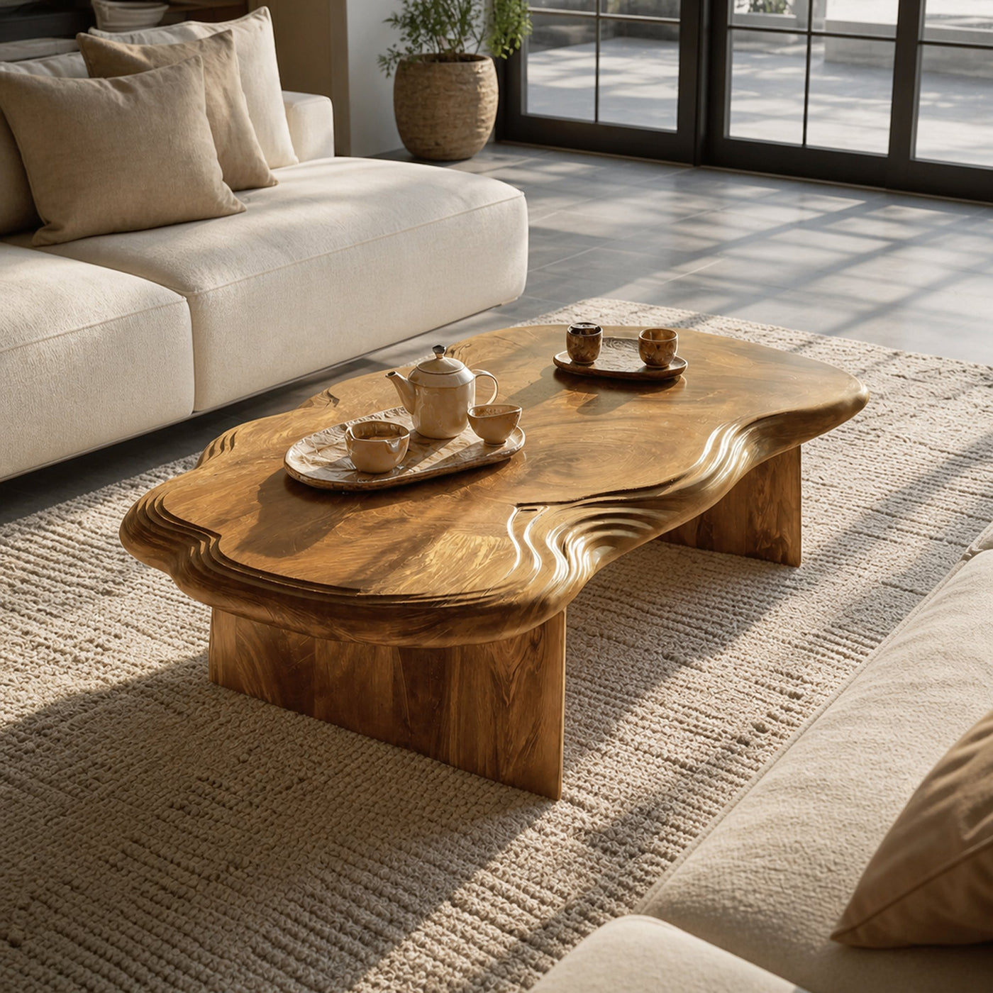 Modern Abstract Solid Wood Coffee Table For Living Room Decor - product view 5