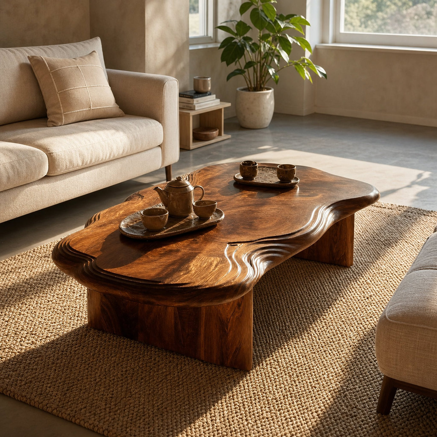 Modern Abstract Solid Wood Coffee Table For Living Room Decor - product view 6