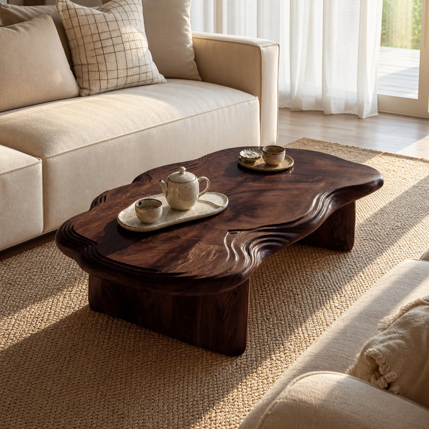 Modern Abstract Solid Wood Coffee Table For Living Room Decor - product view 7