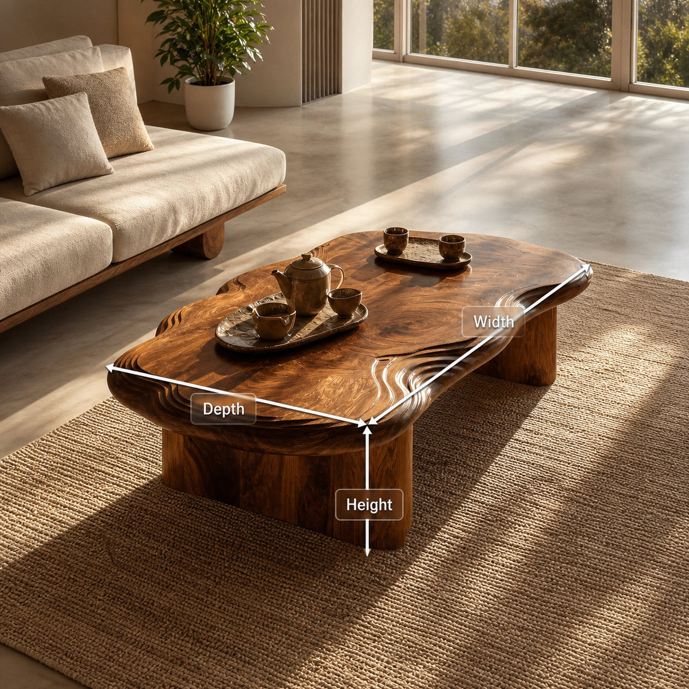 Modern Abstract Solid Wood Coffee Table For Living Room Decor - product view 8