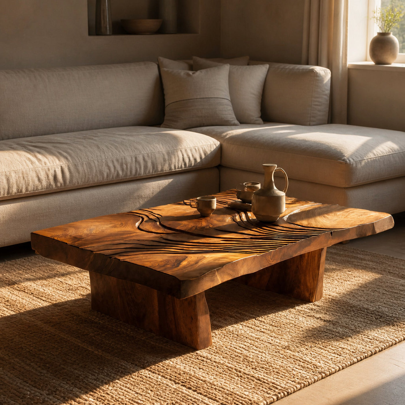 Modern Abstract Wooden Coffee Table For Entryway Decor - product view 6