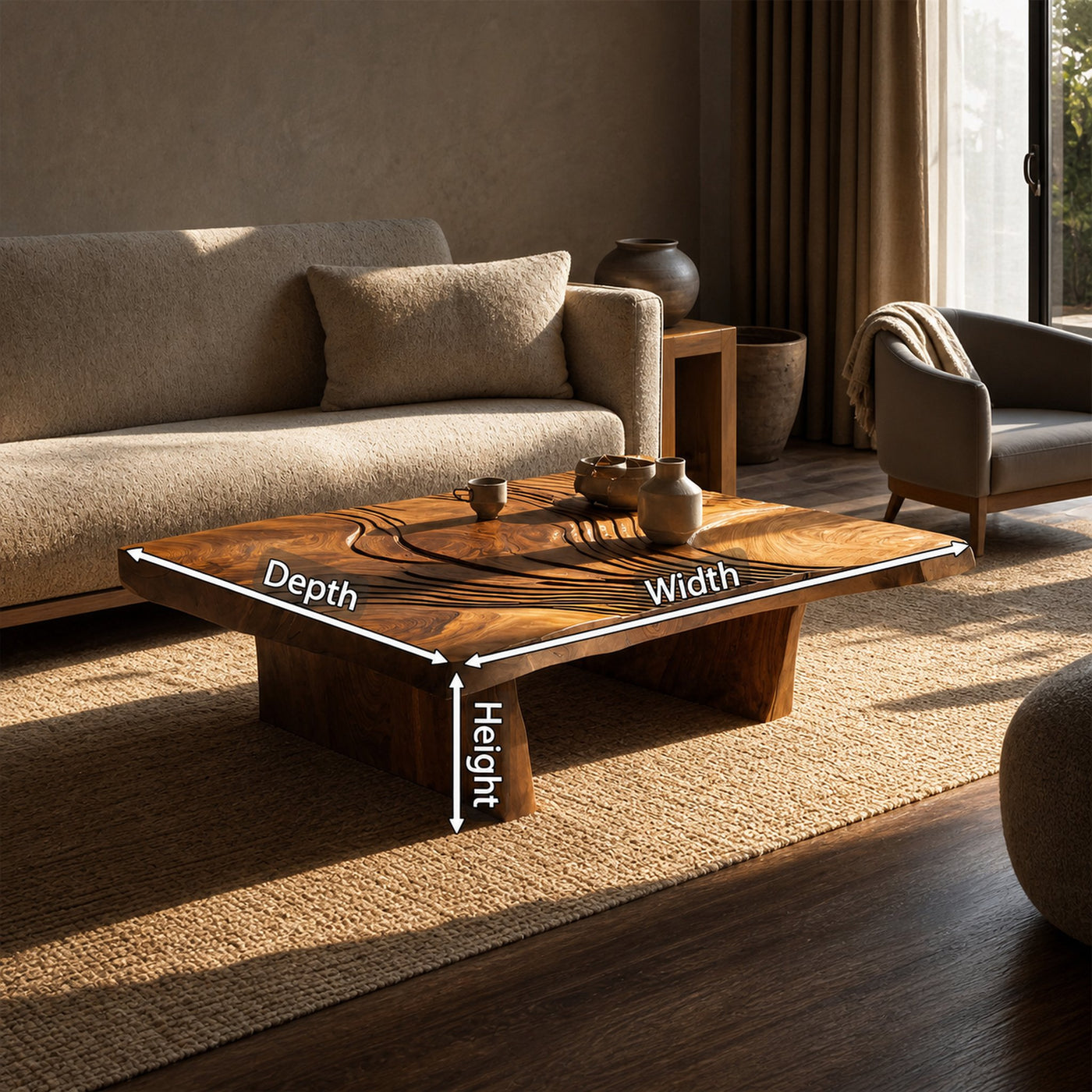 Modern Abstract Wooden Coffee Table For Entryway Decor - product view 8