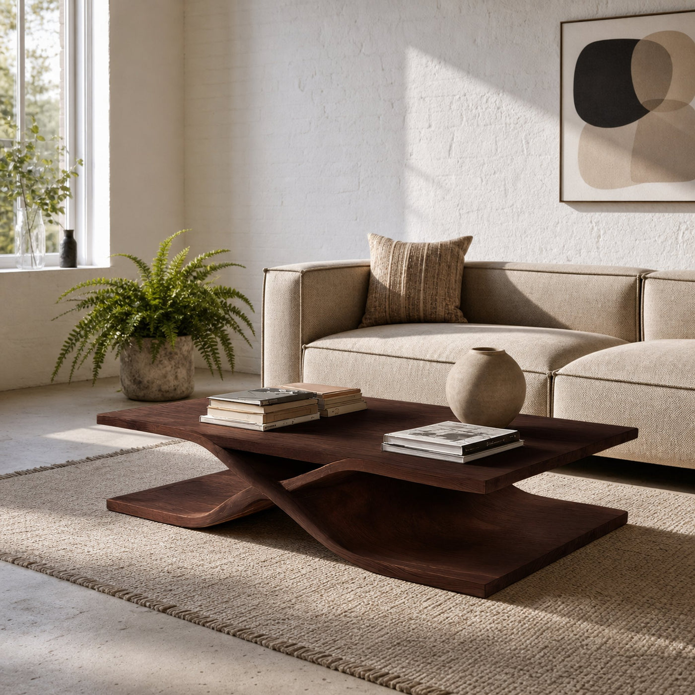 Modern Coffee Table Curved Layered Design For Living Room - product view 7