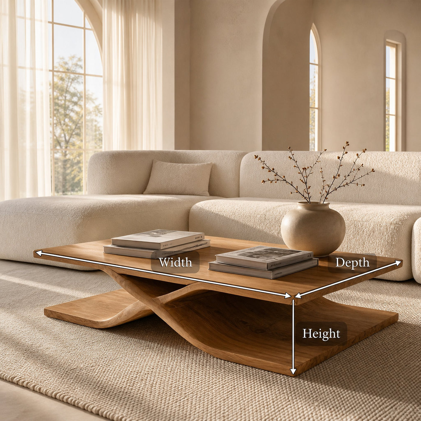 Modern Coffee Table Curved Layered Design For Living Room - product view 8