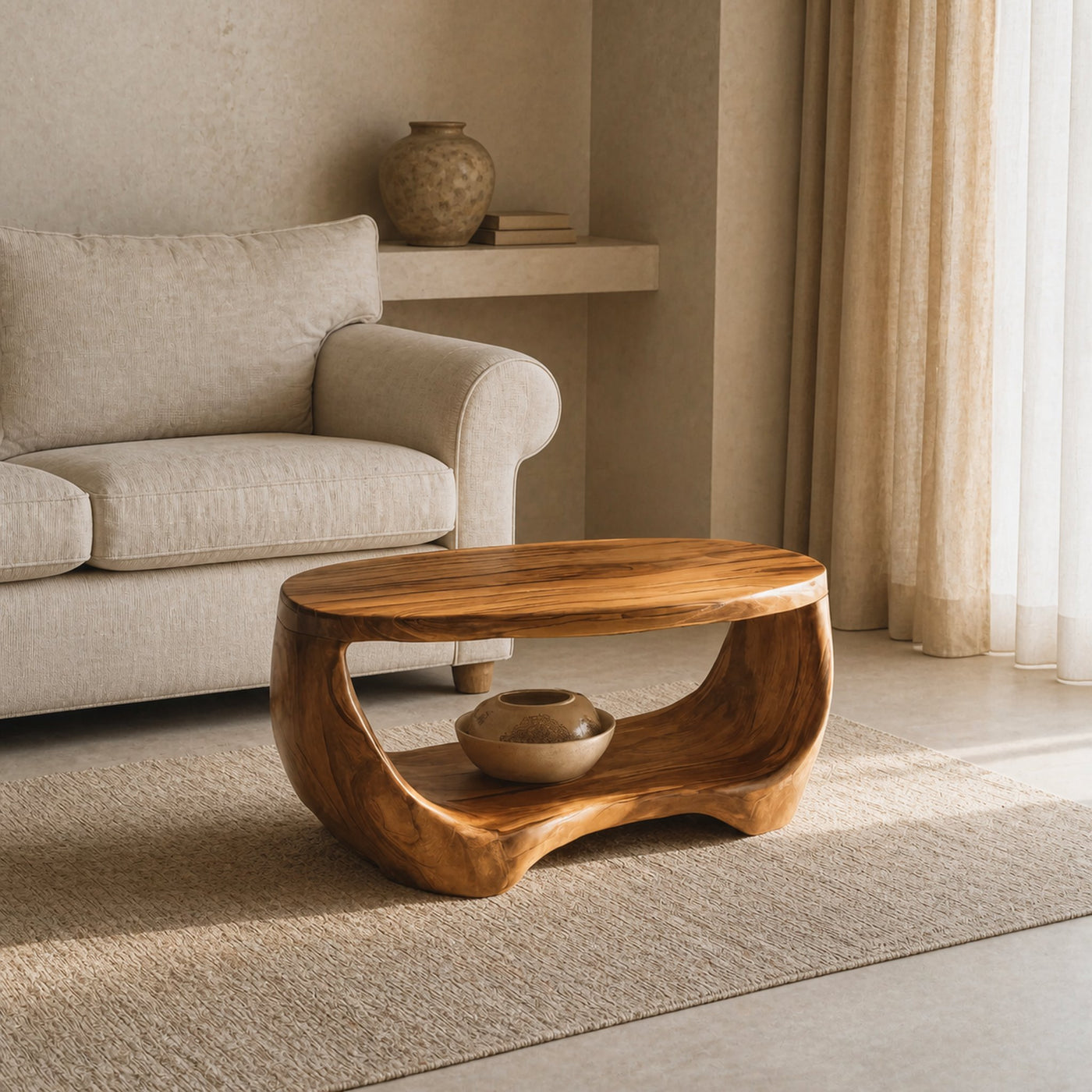Modern Coffee Table Oval Shape For Living Room