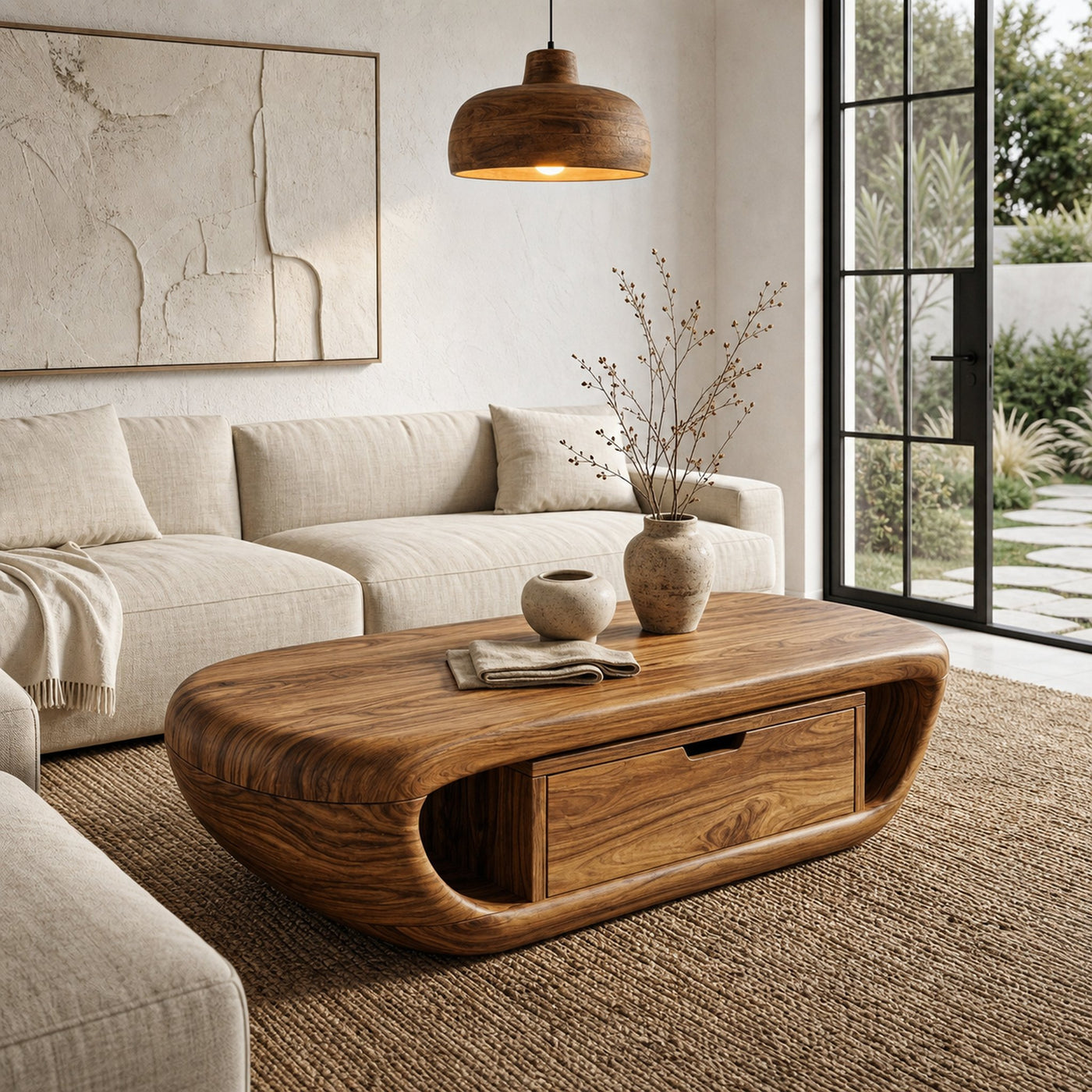 Modern Coffee Table With Built In Storage Shelf For Living Room