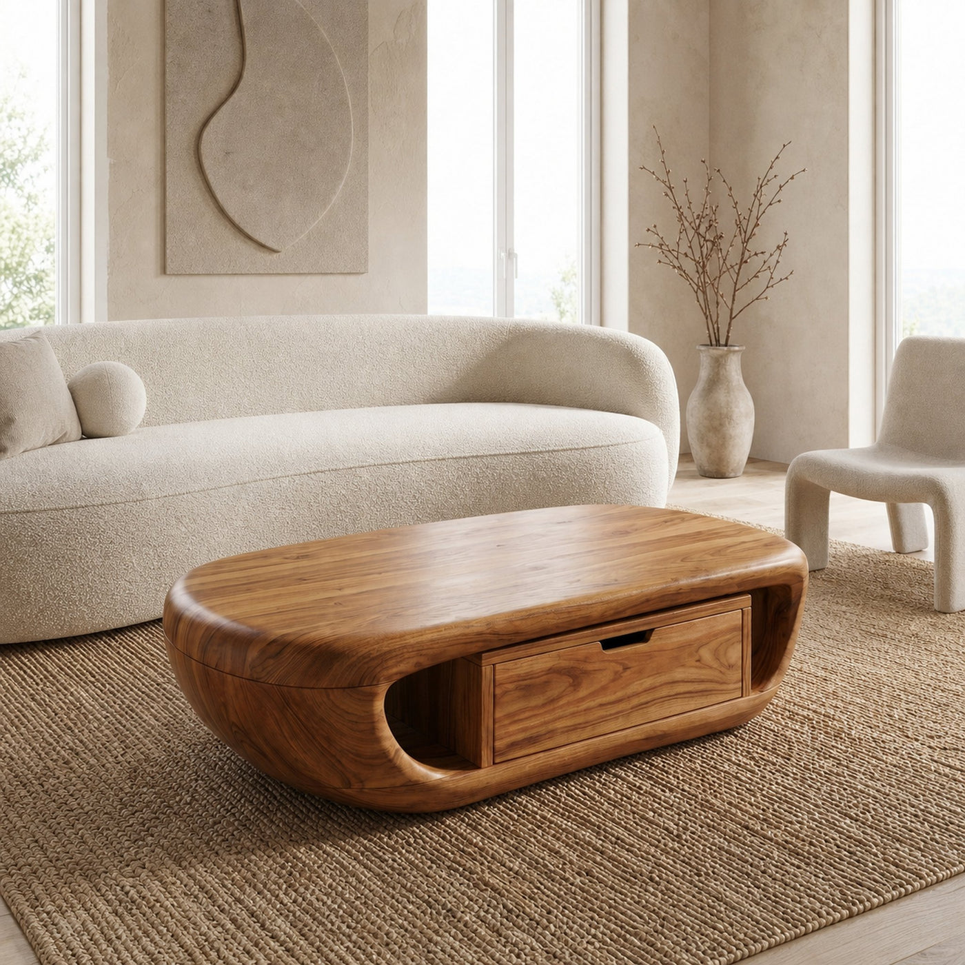 Modern Coffee Table With Built In Storage Shelf For Living Room - product view 6