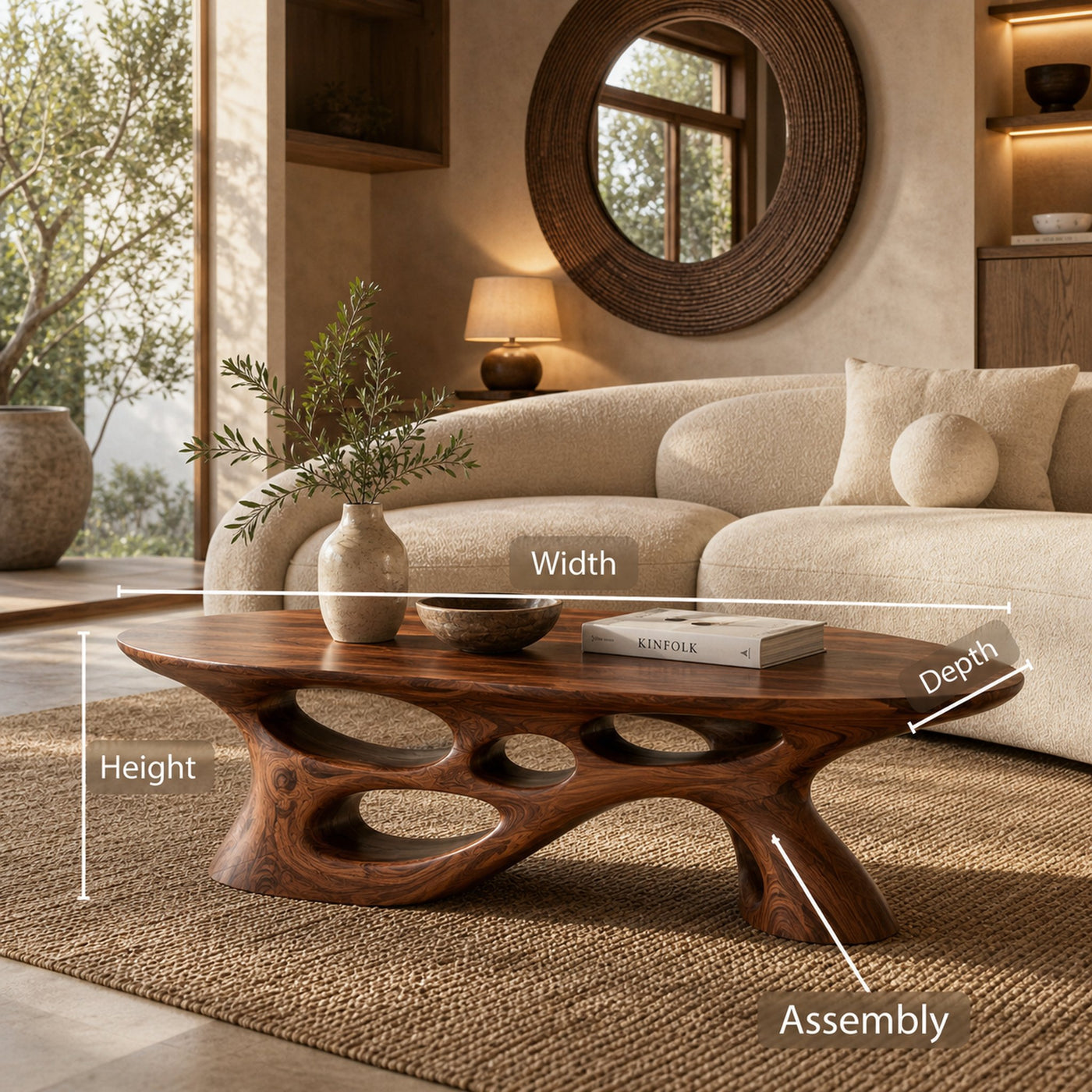 Modern Coffee Table With Carved Open Base For Living Room - product view 8