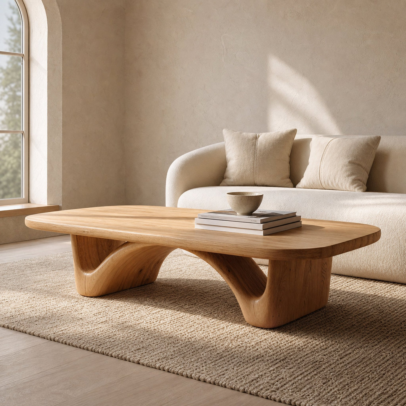 Modern Coffee Table With Curved Legs For Living Room
