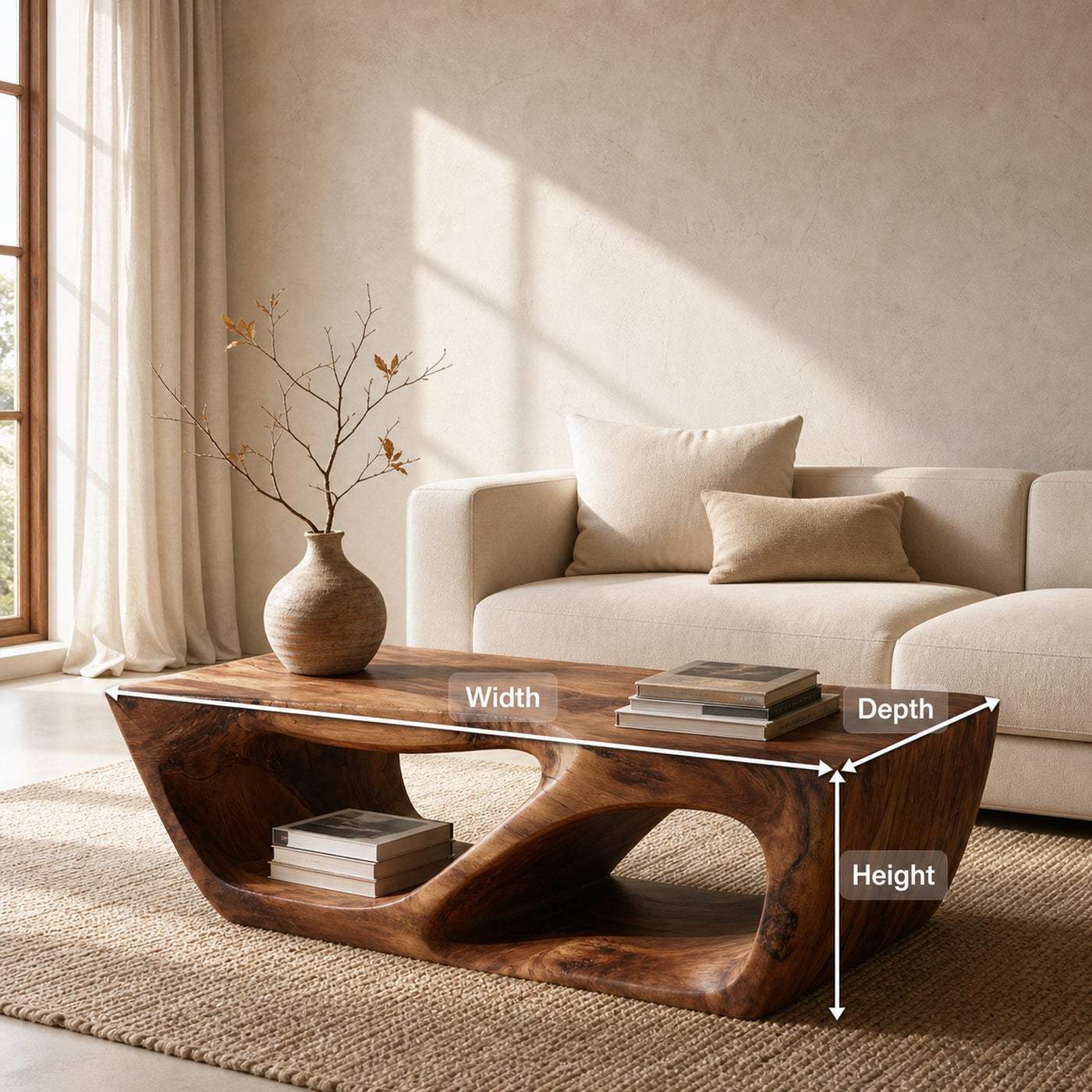 Modern Coffee Table With Curved Storage For Living Room - product view 8